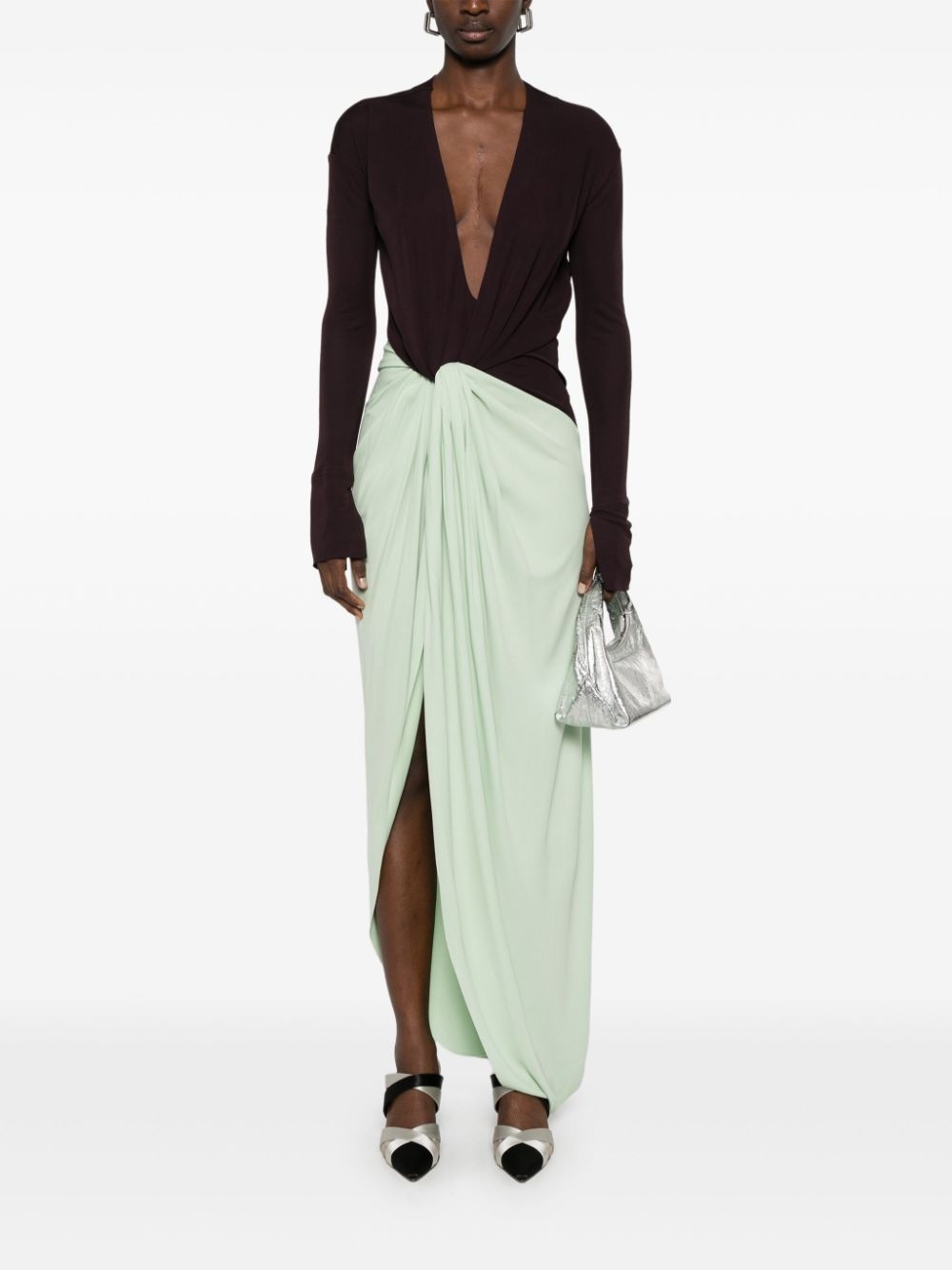knot-detail jersey gown - 2
