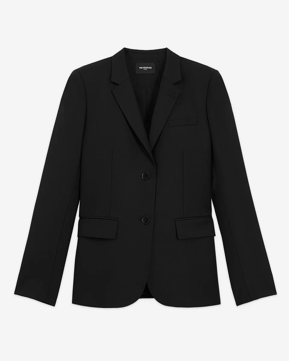 BLACK SLIM-FIT WOOL SUIT JACKET - 1