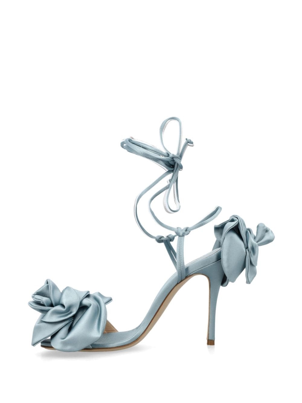 floral-appliquÃ© satin sandals - 4