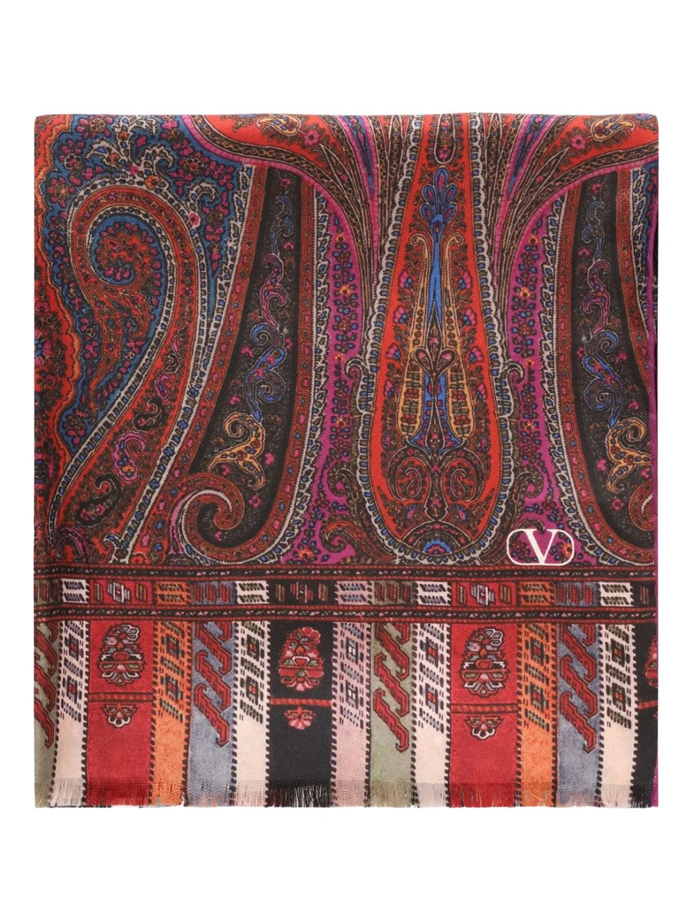 paisley-pattern fringed scarf - 1