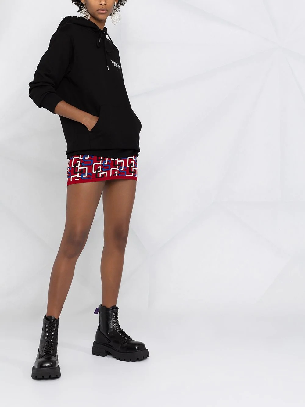 logo print knitted mini skirt - 6