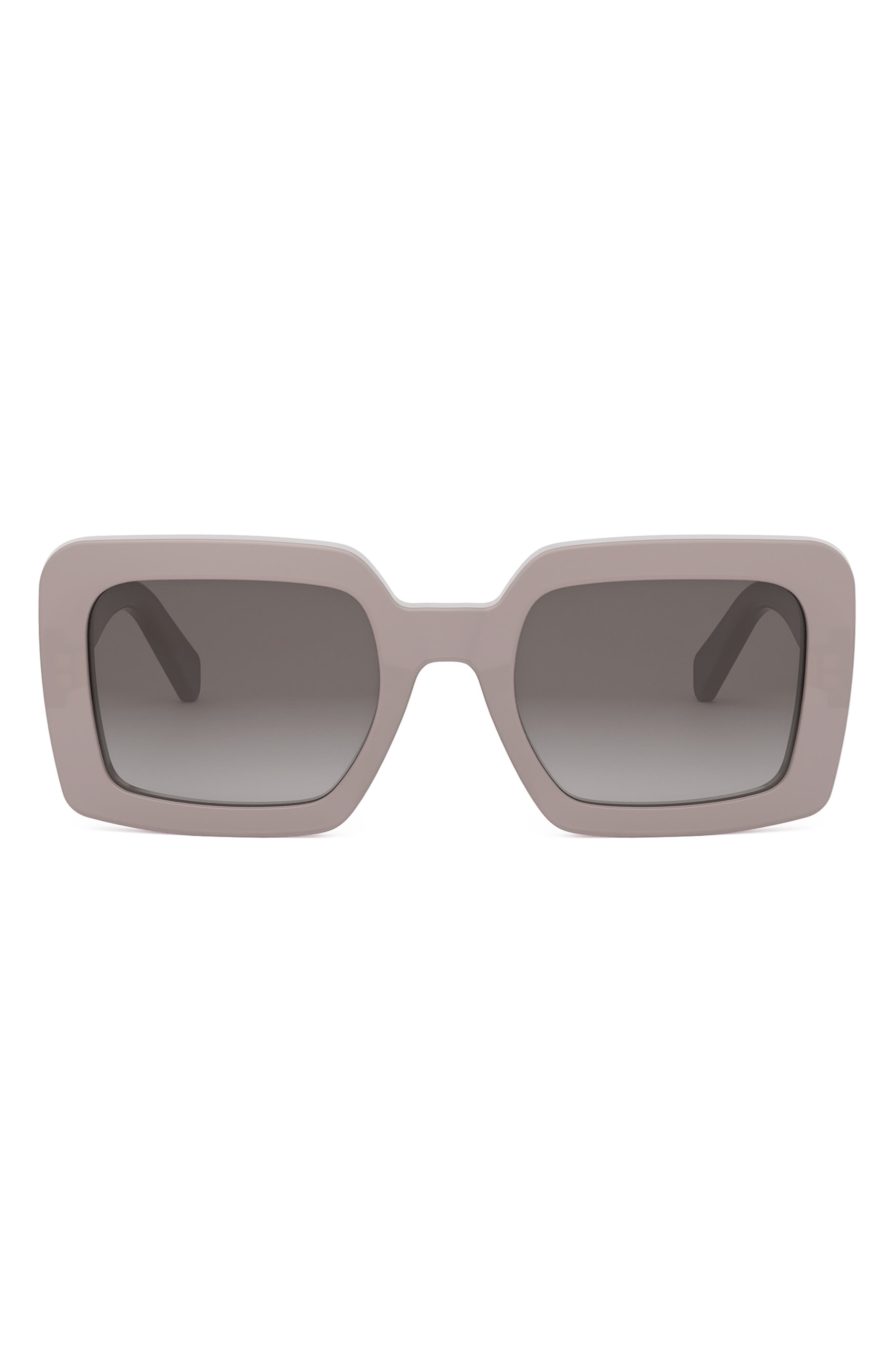 CELINE Triomphe 56mm Square Sunglasses in Shiny Light Brown /Brown at Nordstrom - 1