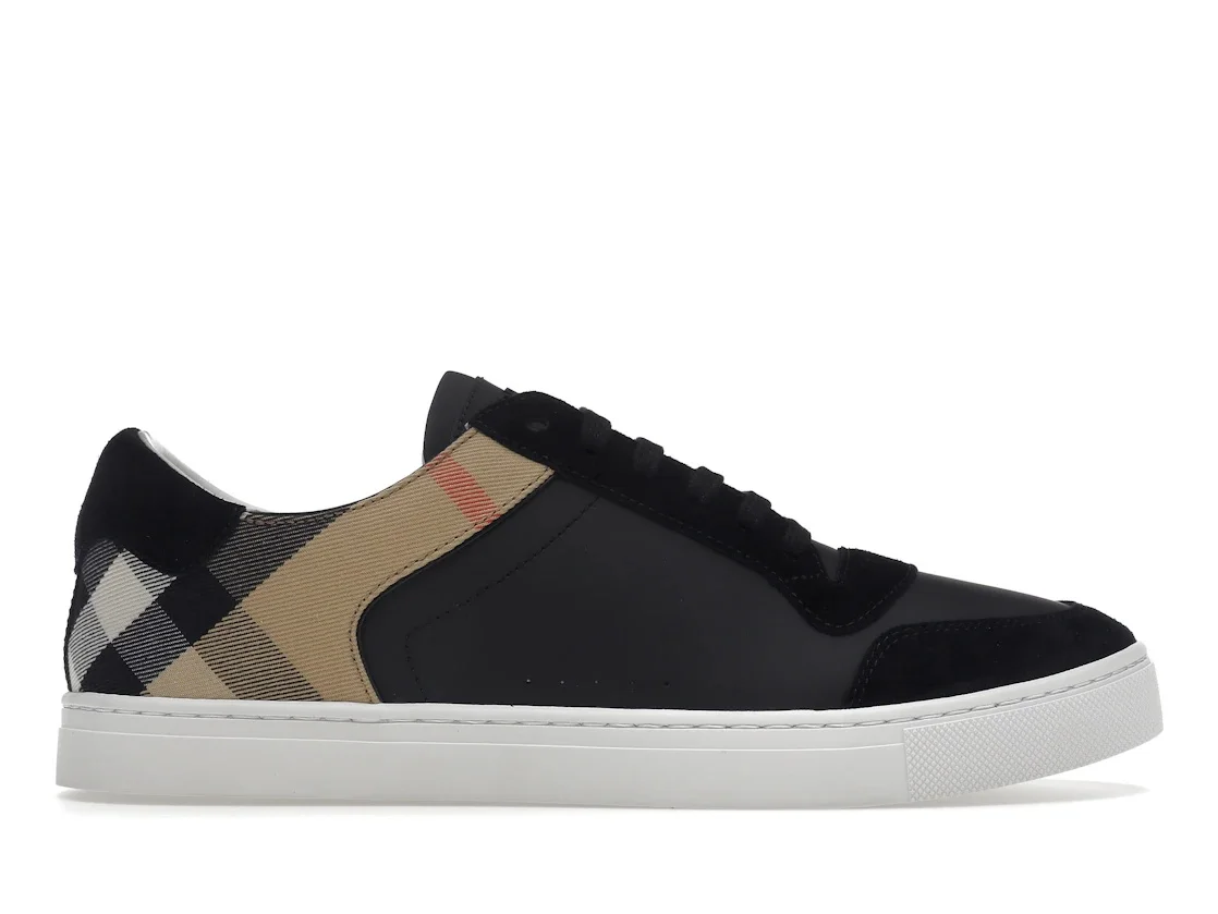 Burberry Leather Suede and House Check Sneakers Black Archive Beige White - 1