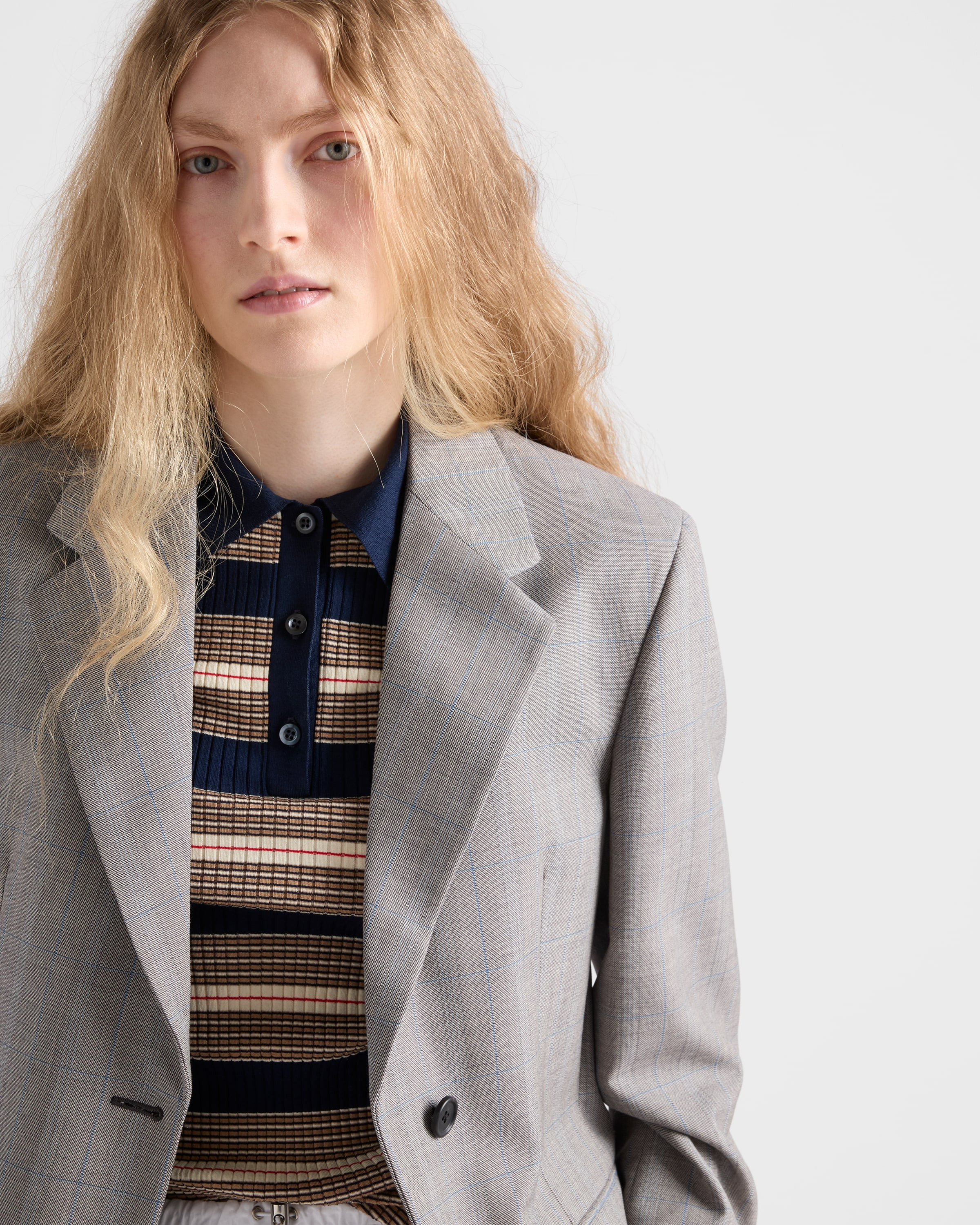 Single-breasted checked grisaille jacket - 3