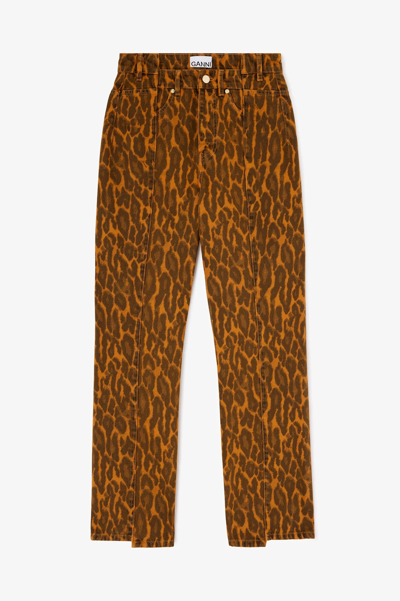 FOLD JEANS IN LEOPARD DENIM - 1