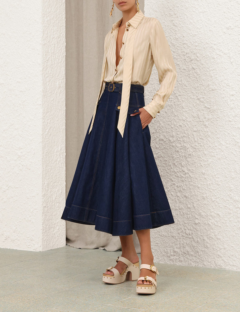DENIM UTILITY MIDI SKIRT 8