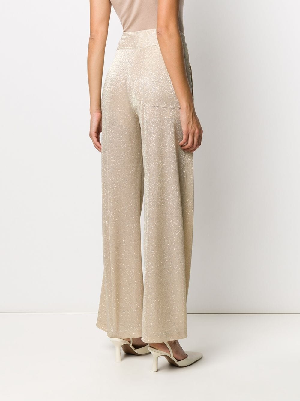 glitter drawstring palazzo trousers - 4