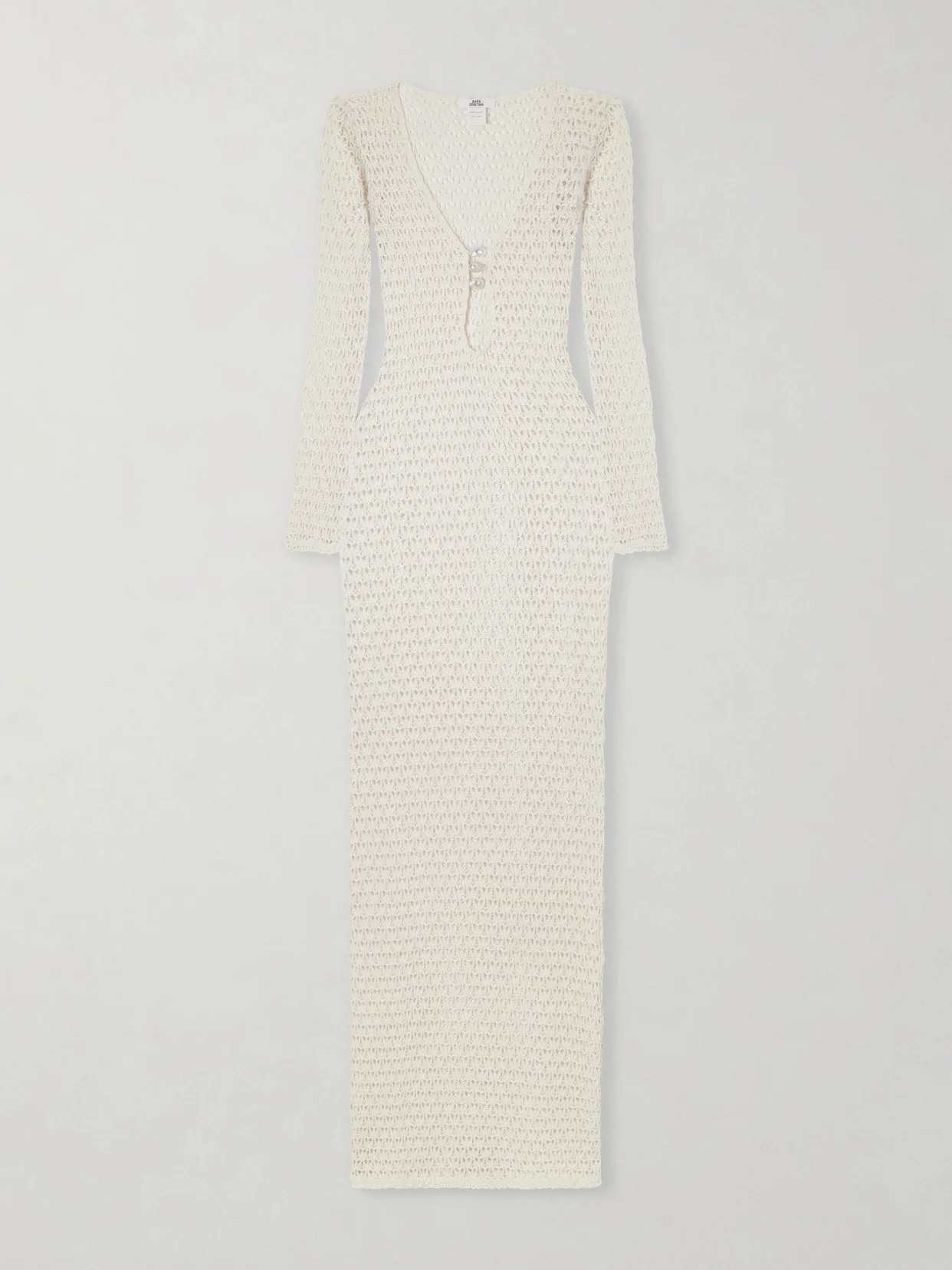 Marina Pearl-embellished Crocheted Cotton Coverup - 1