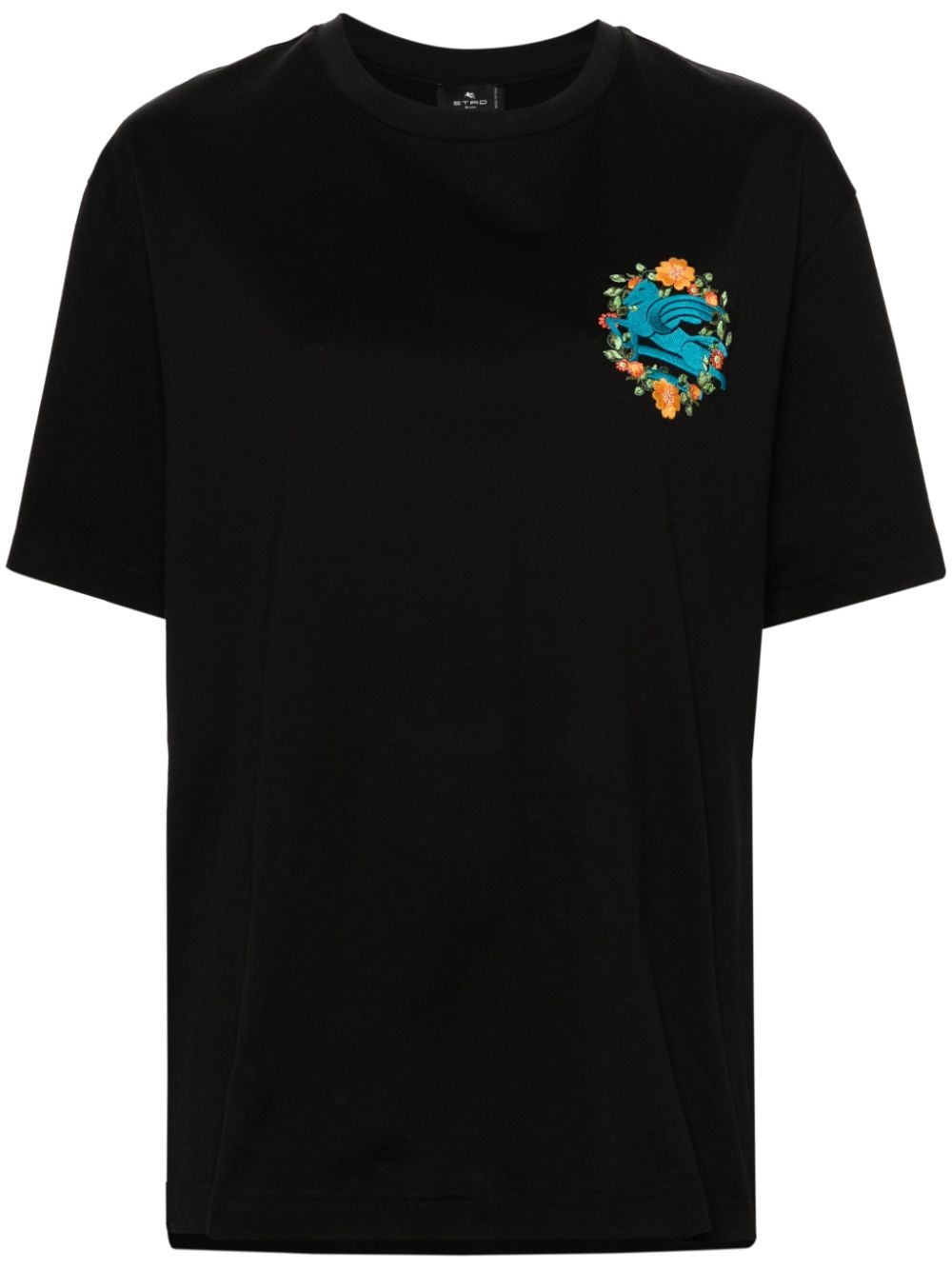 logo-embroidered cotton T-shirt - 1