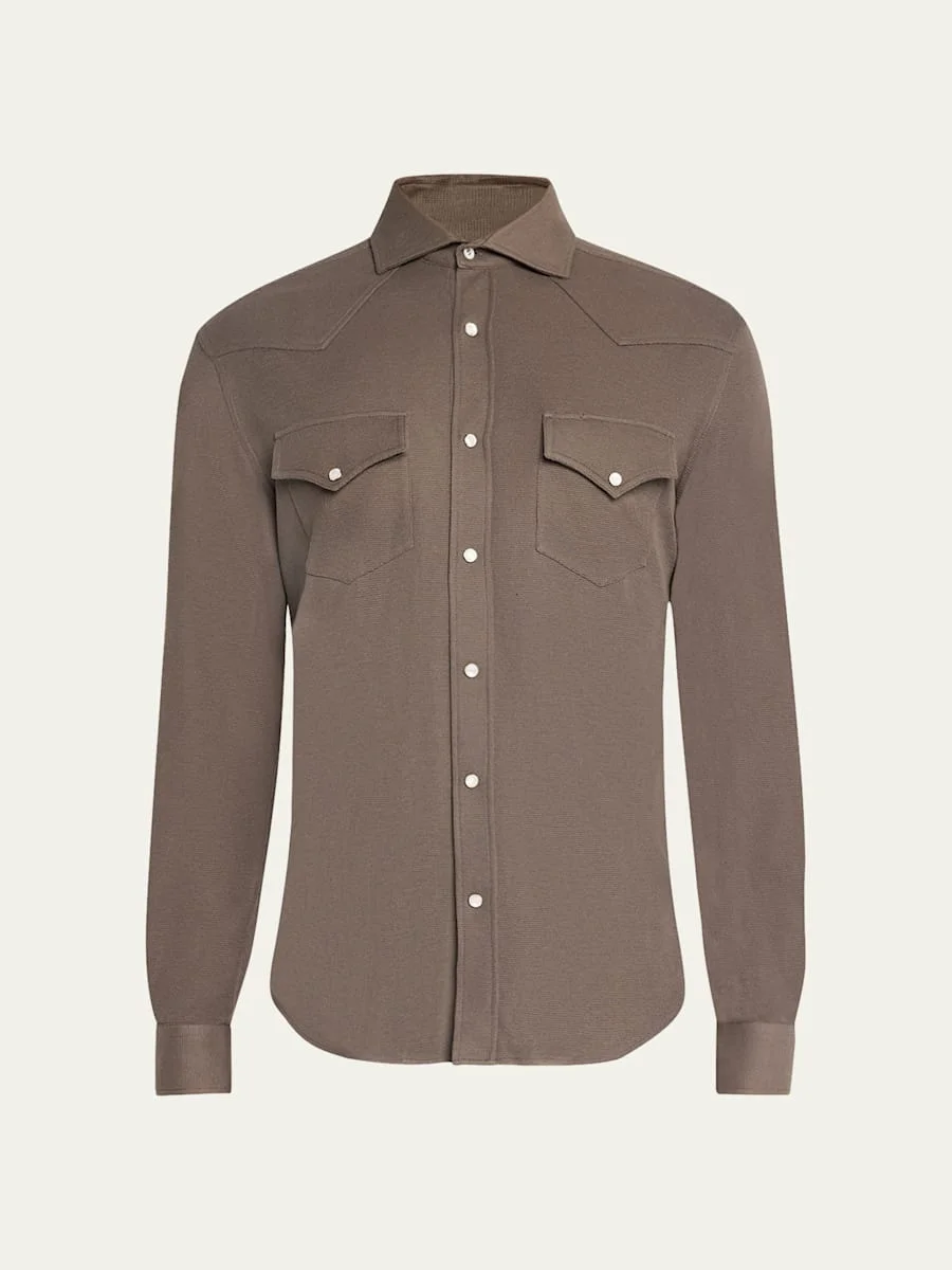 Men's Cotton and Silk Western Shirt - 1