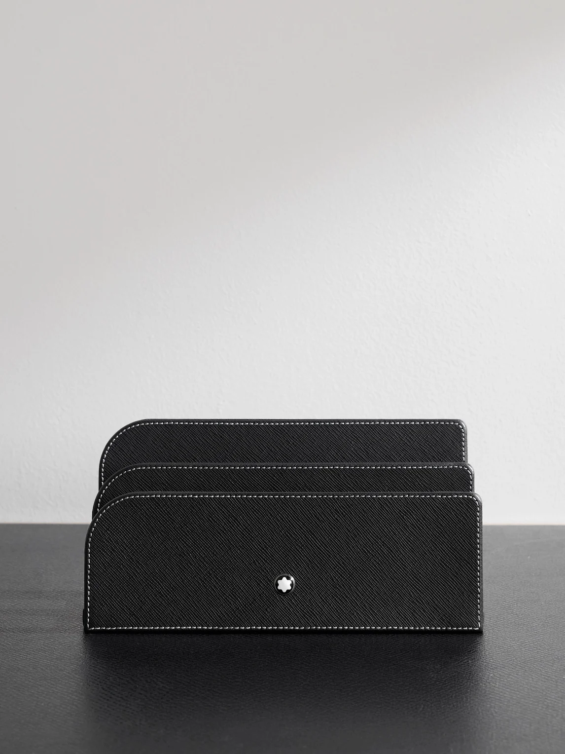 Cross-Grain Leather Letter Rack - 1