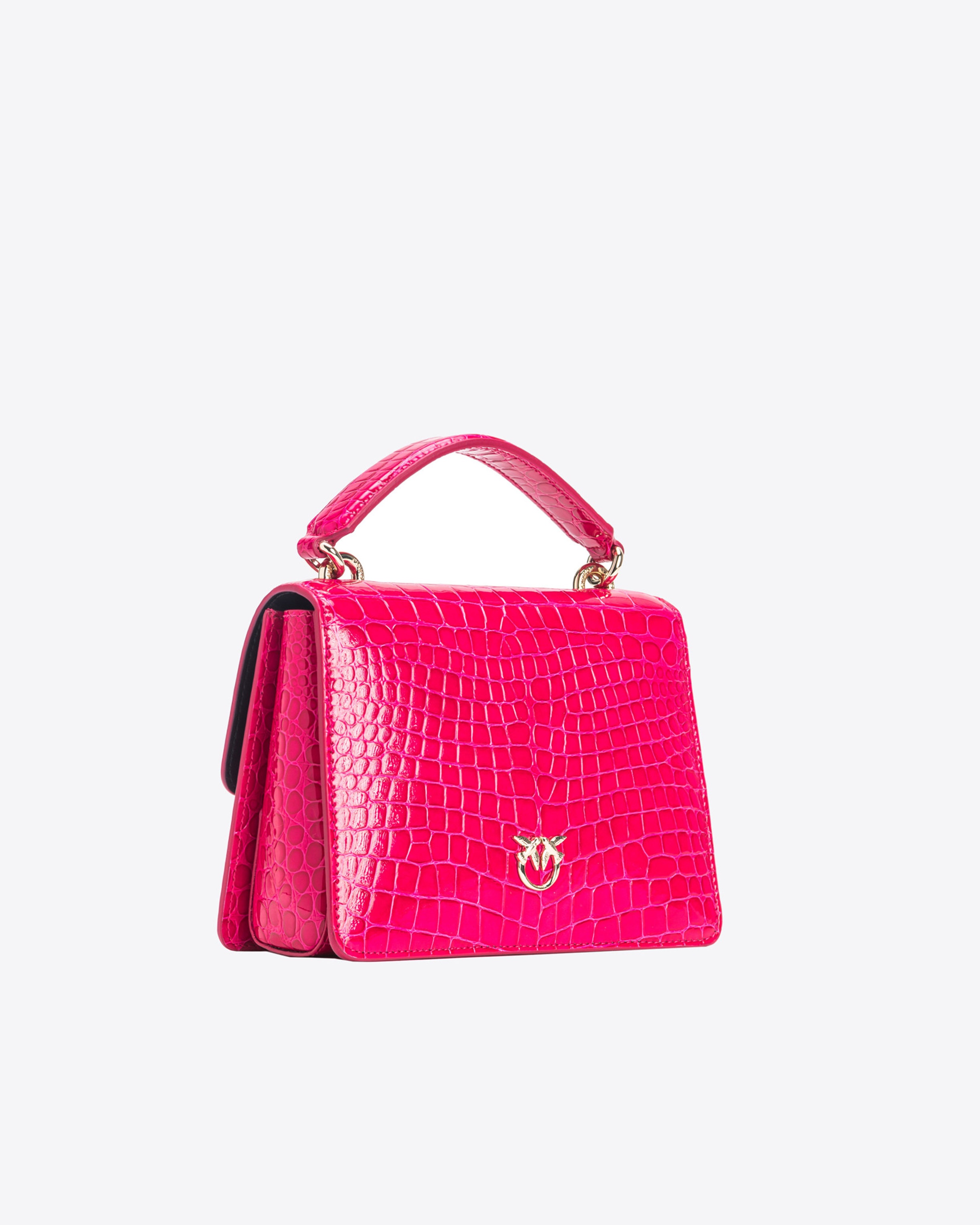 PINKO GALLERIA MINI LOVE BAG ONE TOP HANDLE LIGHT IN SHINY CROC-PRINT LEATHER - 2