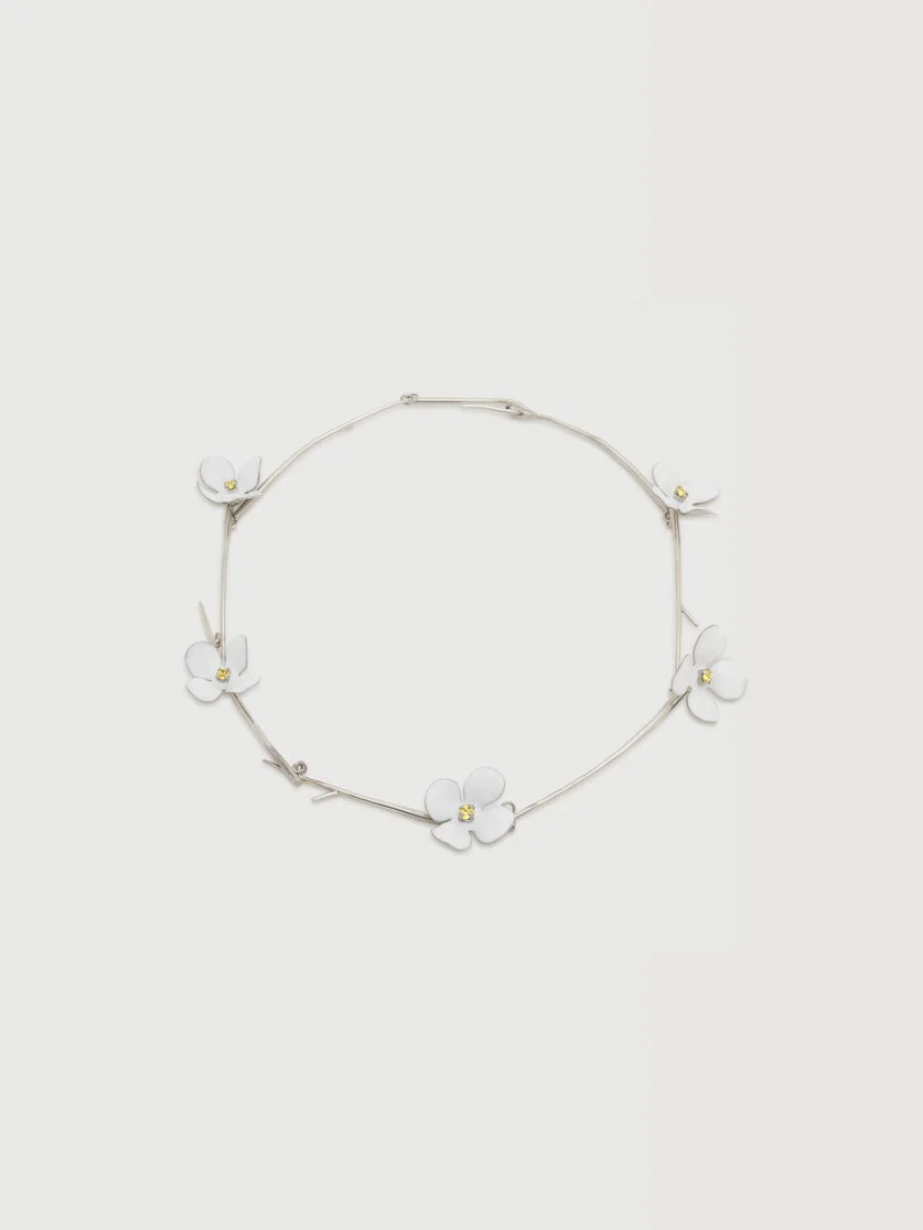 WHITE ENAMEL DAISY NECKLACE - 1
