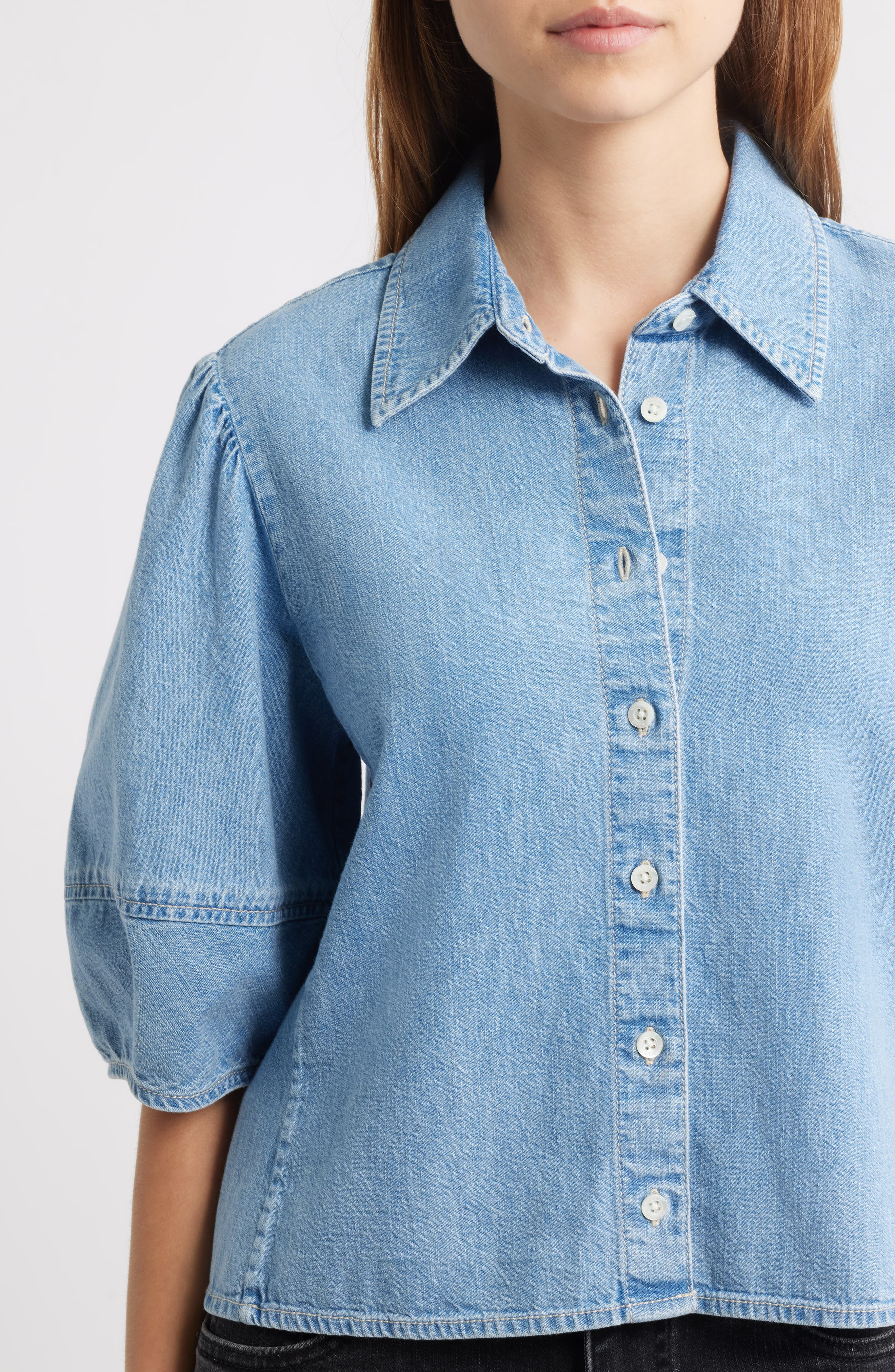 FRAME The Lantern Chambray Button-Up Shirt in Aphrodite at Nordstrom - 4