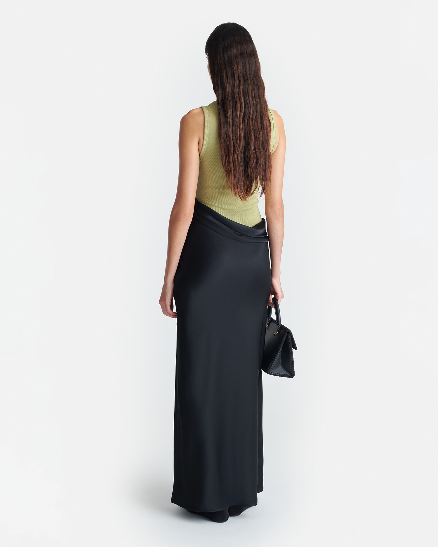 Ribbed Jersey and Slip Satin Dress - 2
