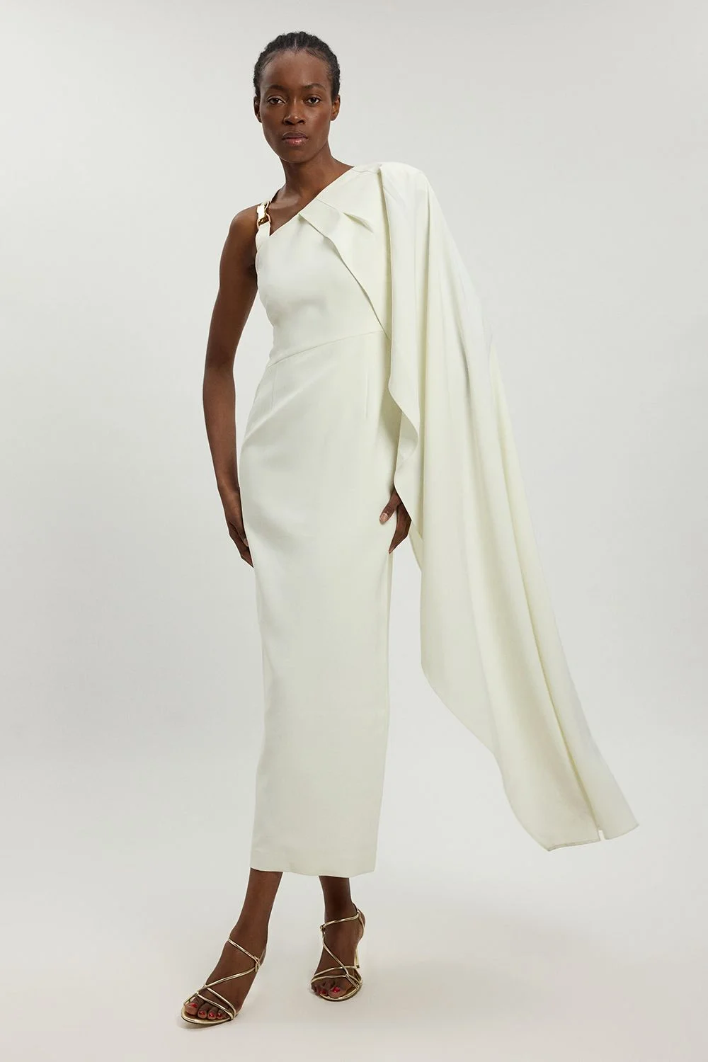 Compact Viscose Asymmetric Detail Maxi Dress - 1