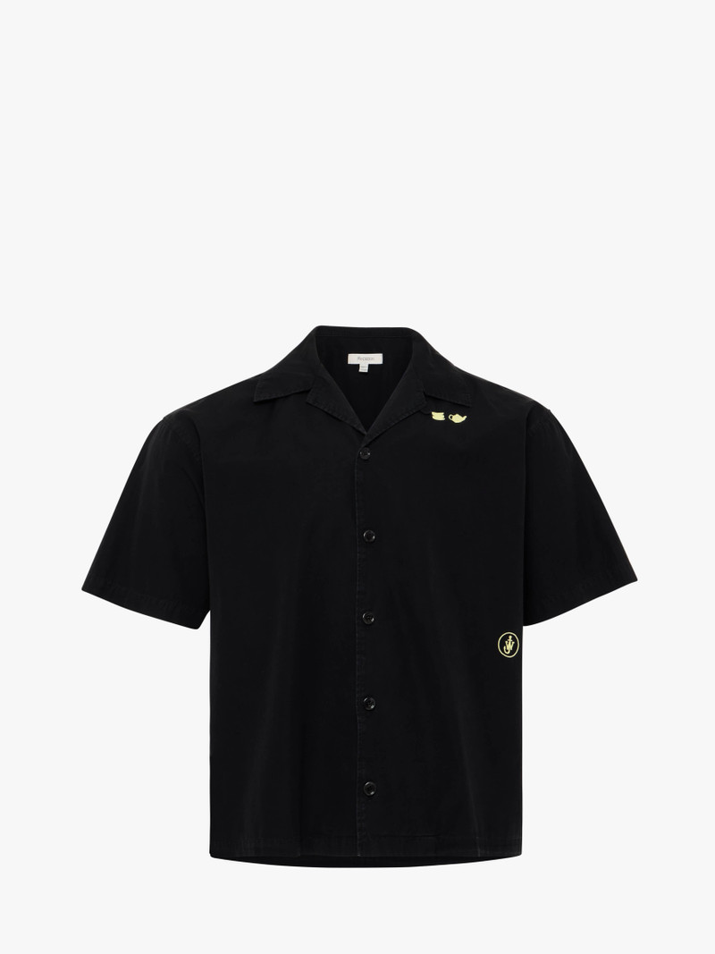 CONTRAST EMBROIDERY SHORT SLEEVE SHIRT - 1