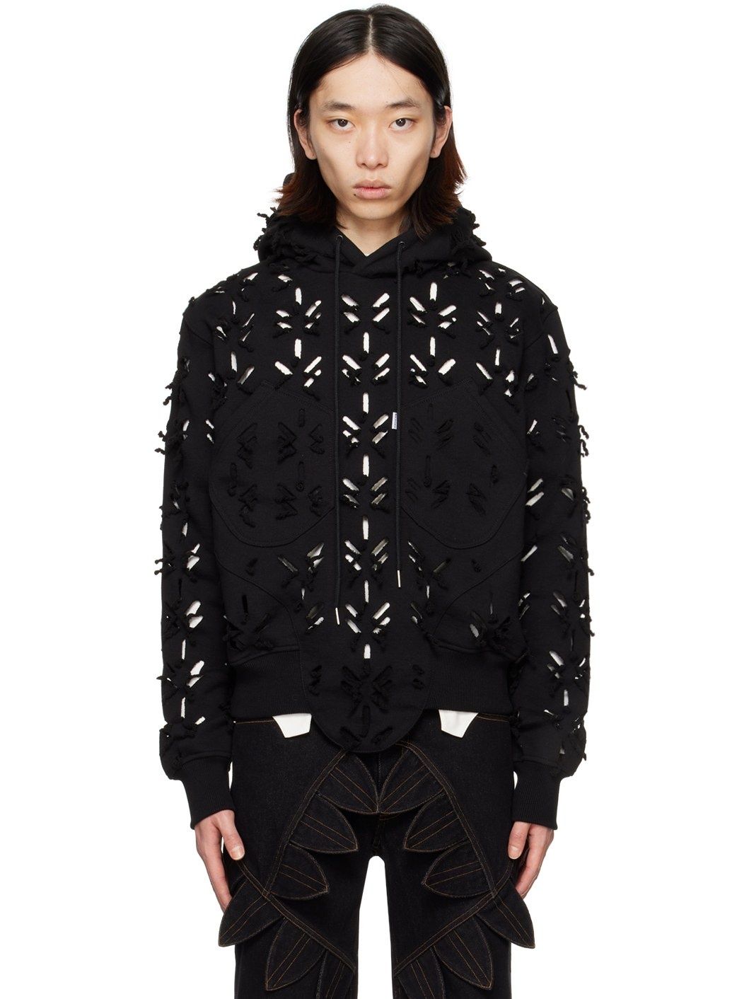 Black Slashed Hoodie - 1