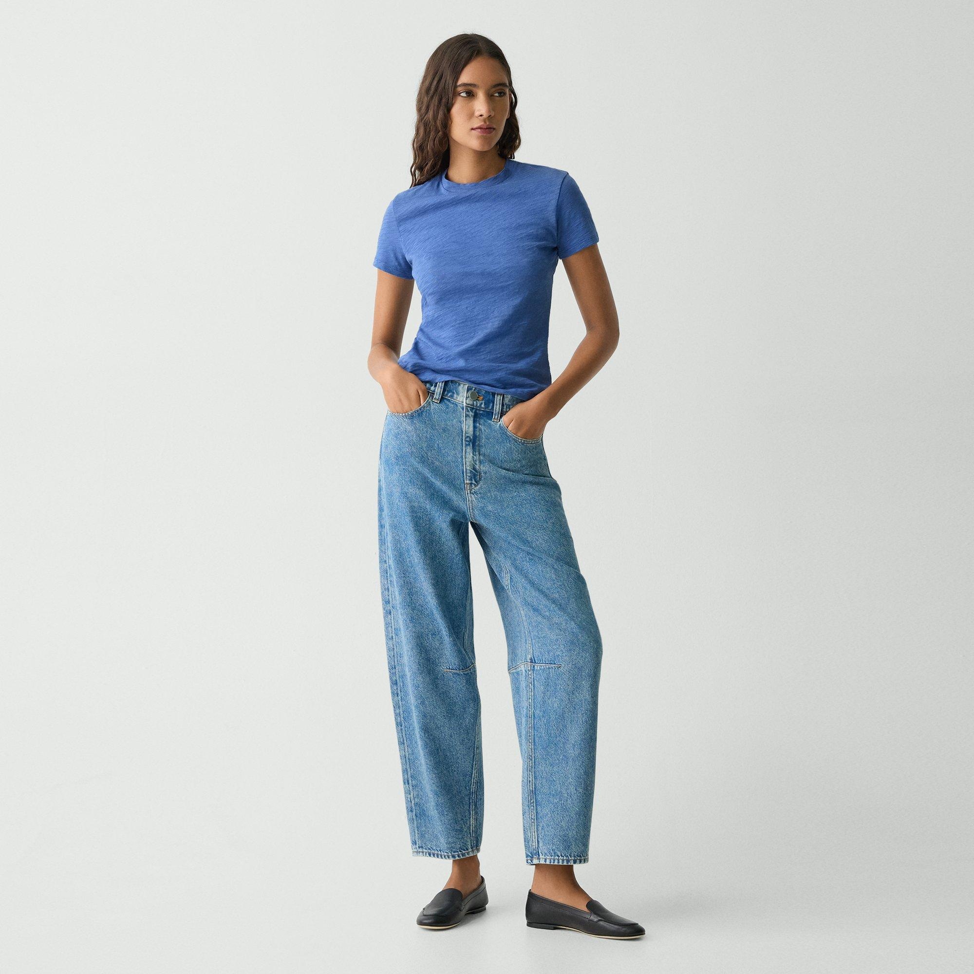 Cropped Barrel Pant in Relaxed Denim - 2