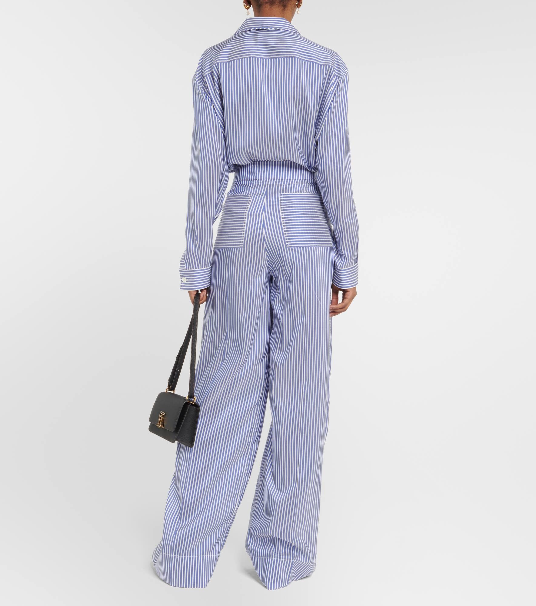 Striped high-rise silk wide-leg pants - 3