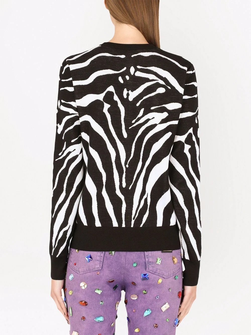 zebra intarsia-knit cardigan - 4