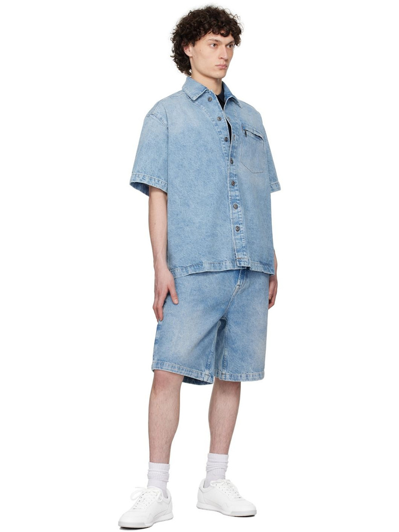 BOSS Blue Faded Denim Shorts outlook