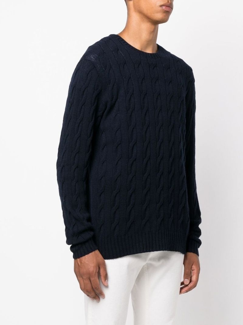 cable-knit crew neck sweater - 3