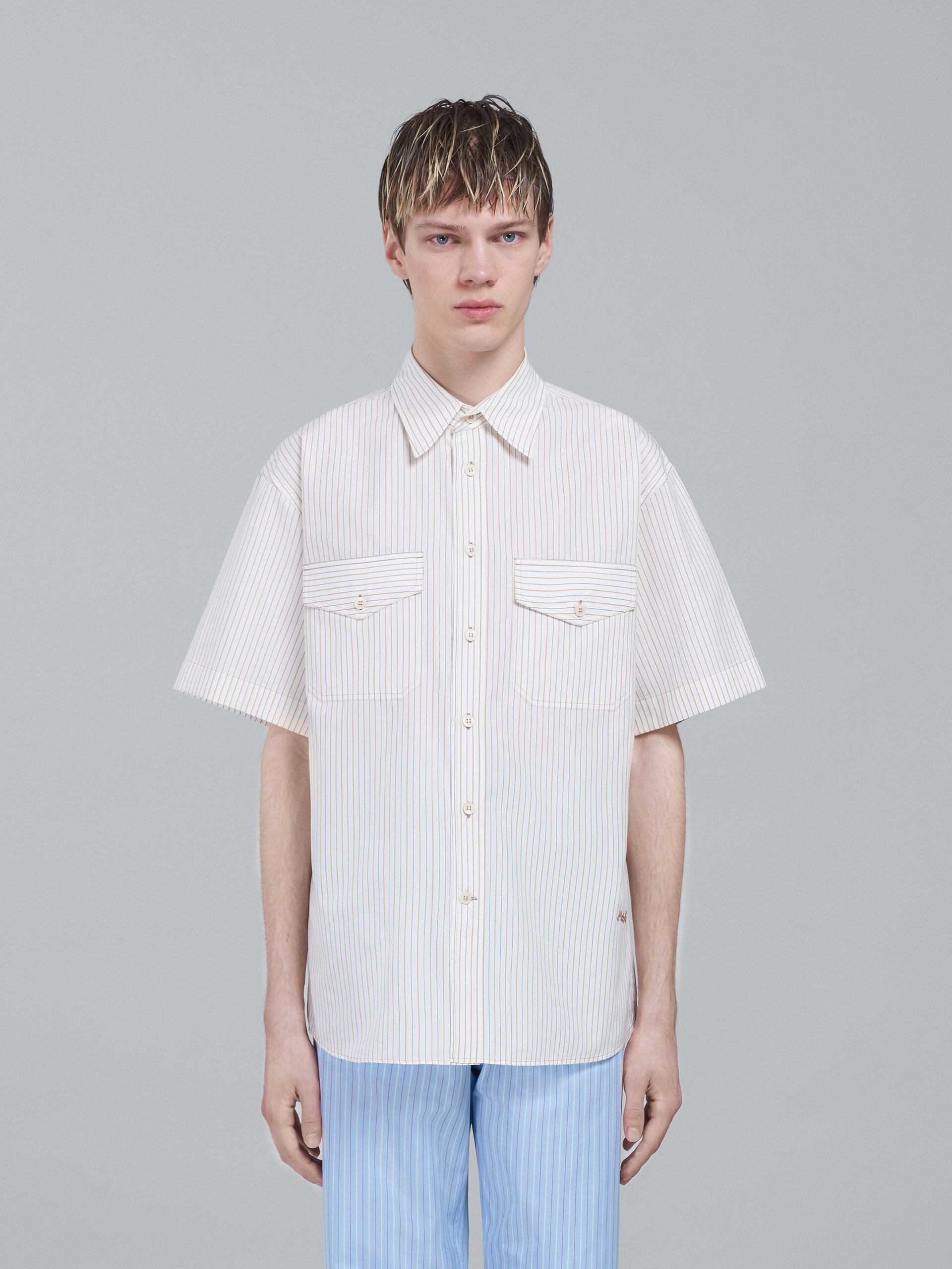 WHITE STRIPED POPLIN SHIRT - 2