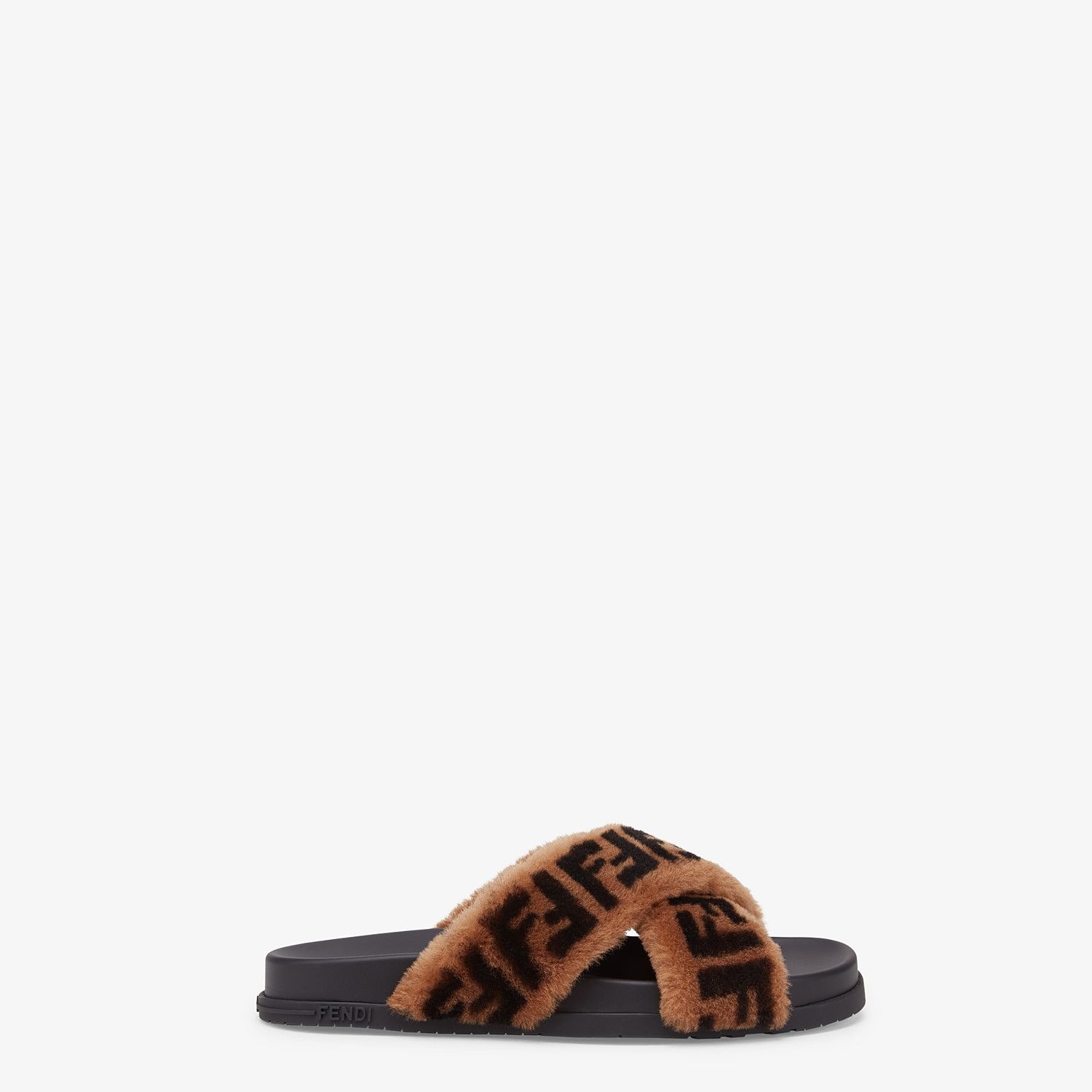 Brown sheepskin slides - 1