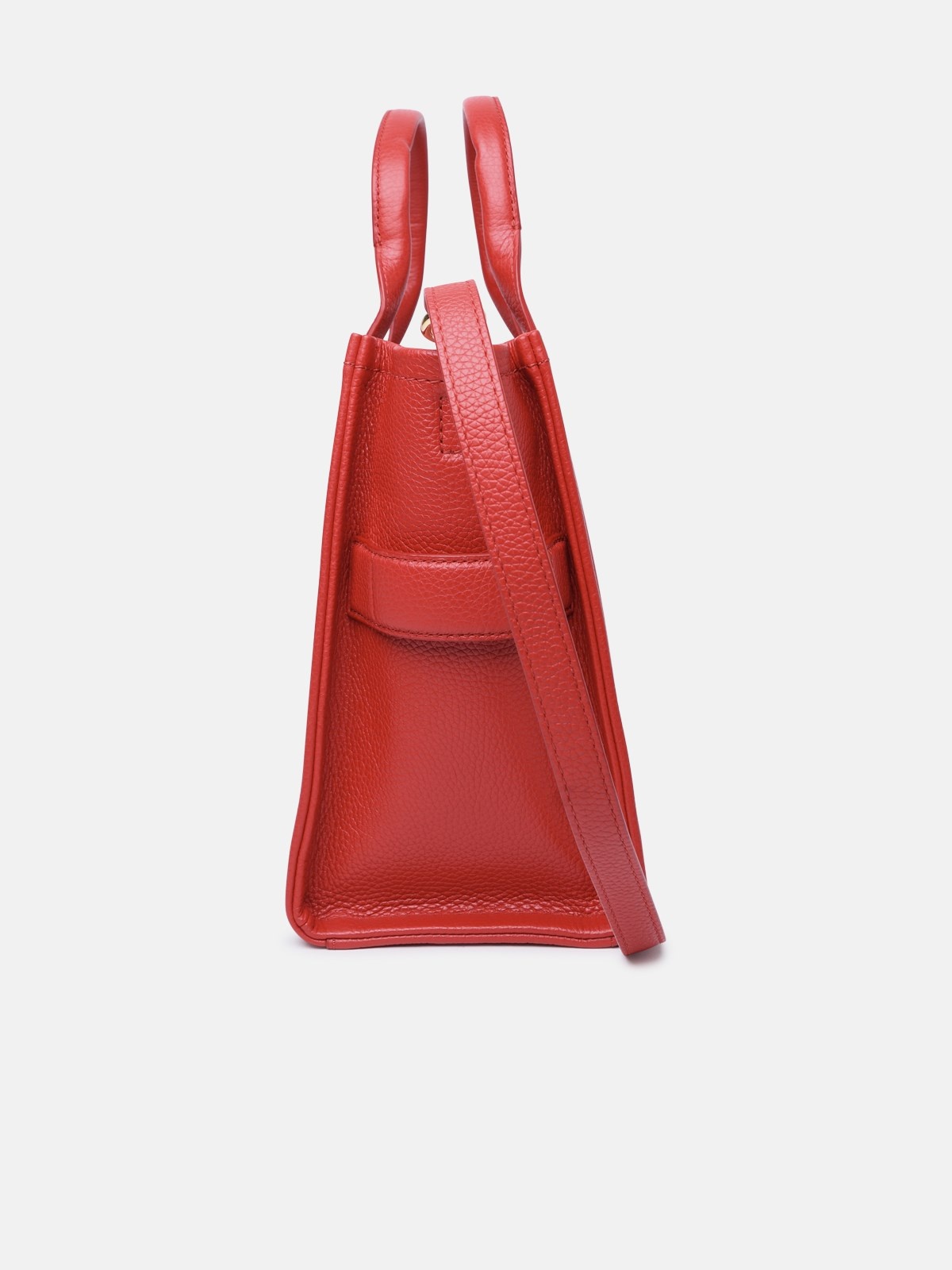 RED LEATHER SMALL TOTE BAG - 2