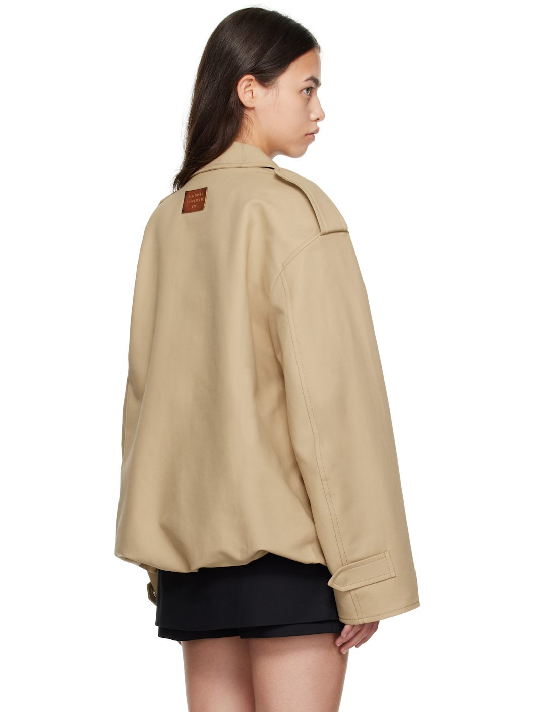 Beige Cotton Satin Jacket - 3