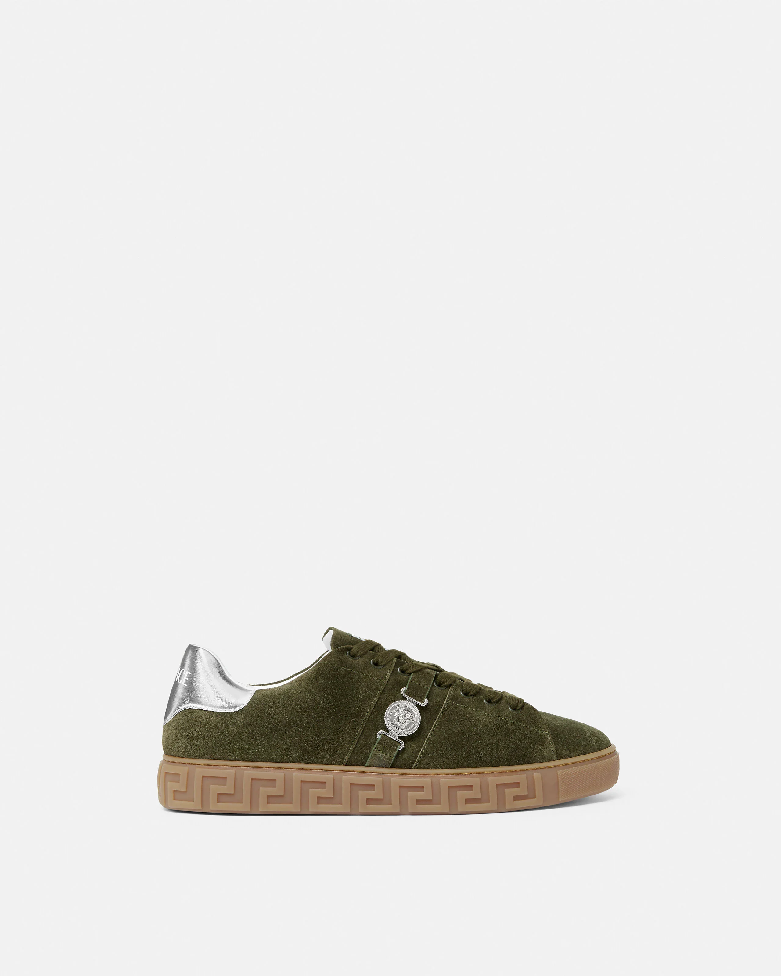 Greca Embellished Suede Sneakers - 1