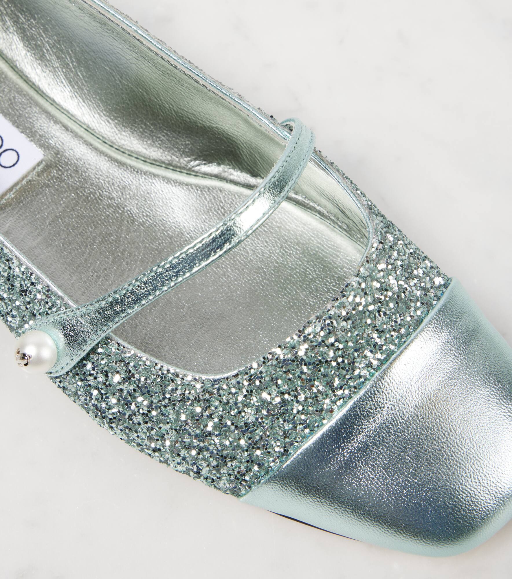 Elisa leather-trimmed glitter ballet flats - 5