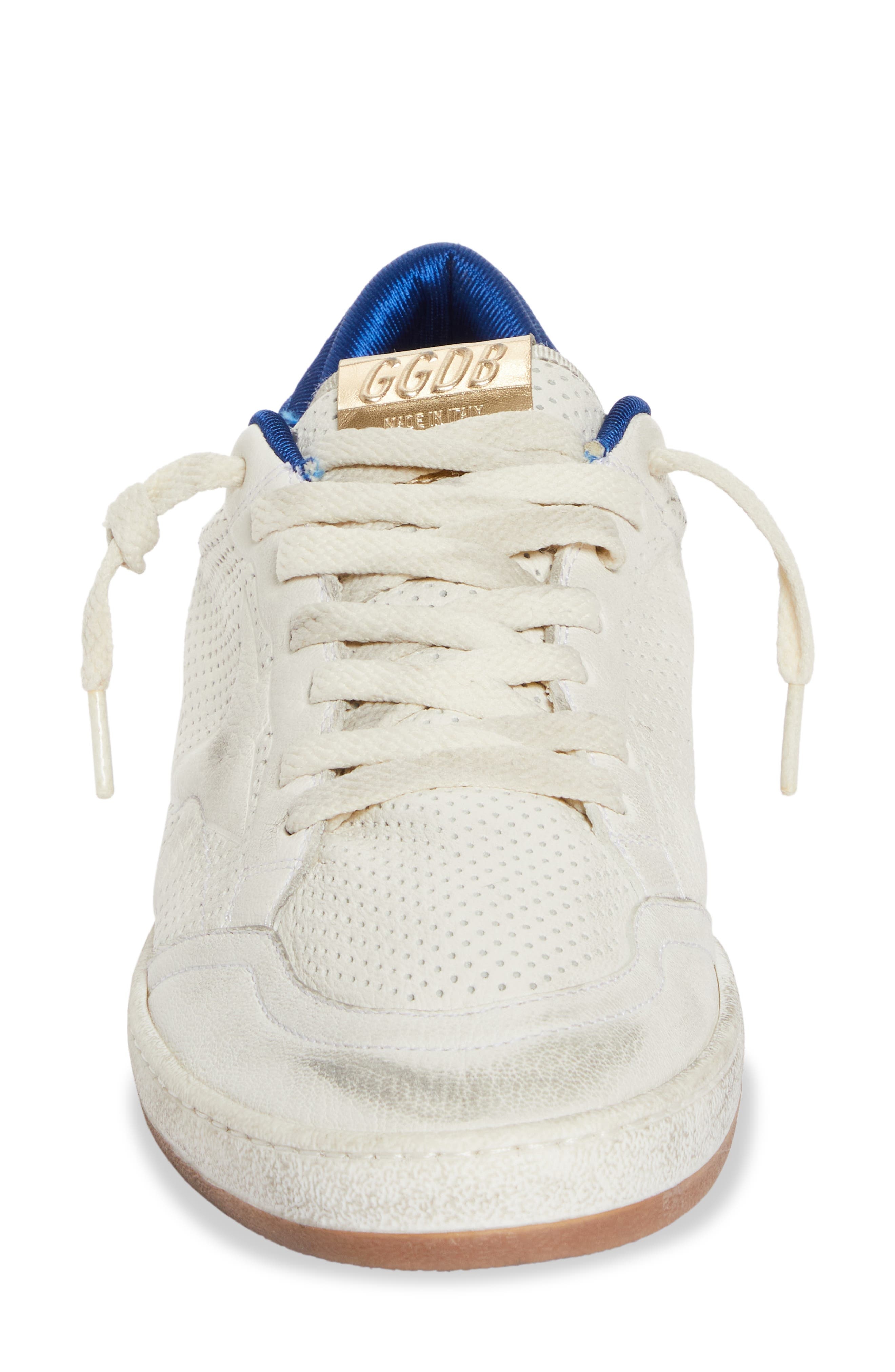 Golden Goose Ball Star Perforated Low Top Sneaker in White/Bluette at Nordstrom - 4