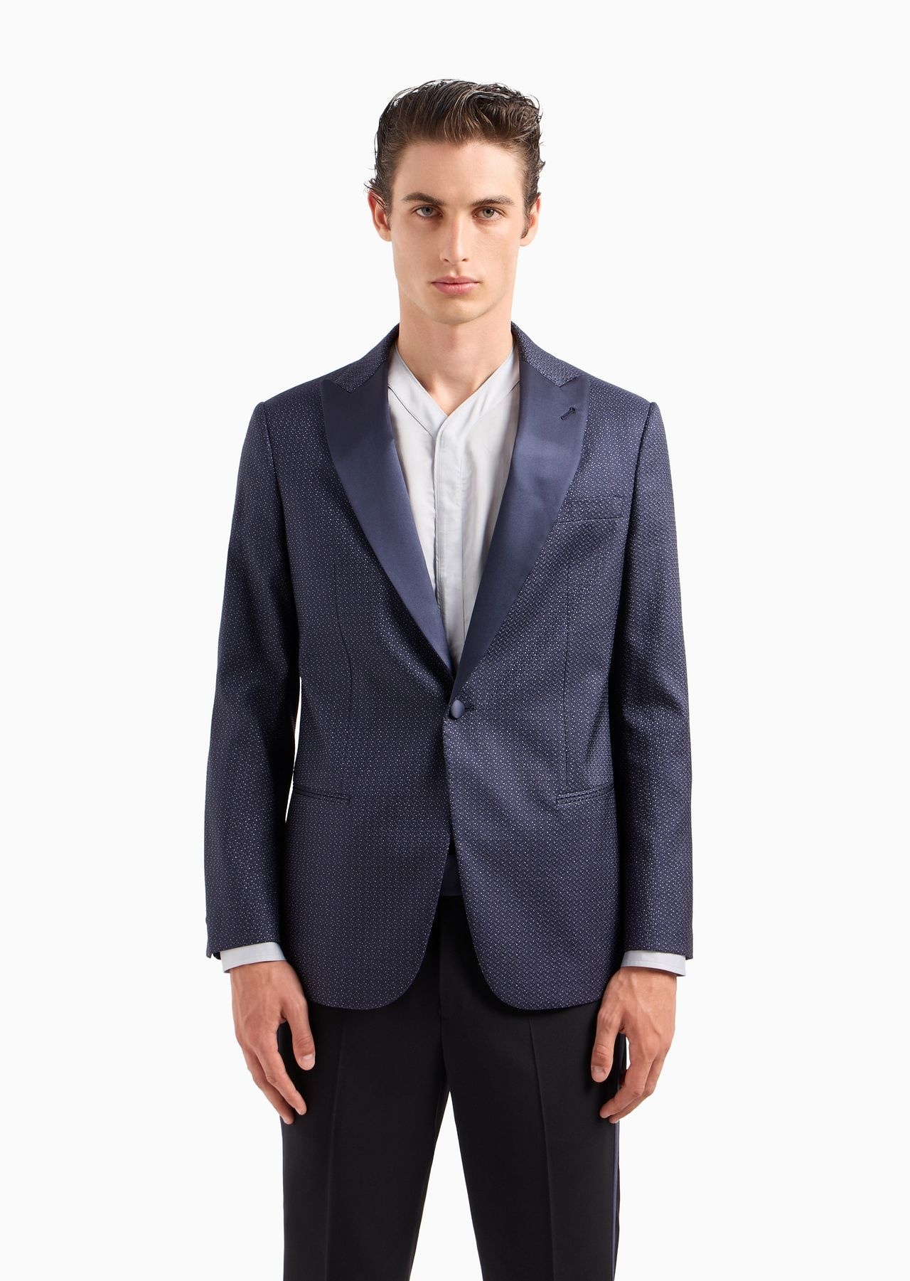 Soho line single-breasted tuxedo jacket in silk-blend jacquard - 2