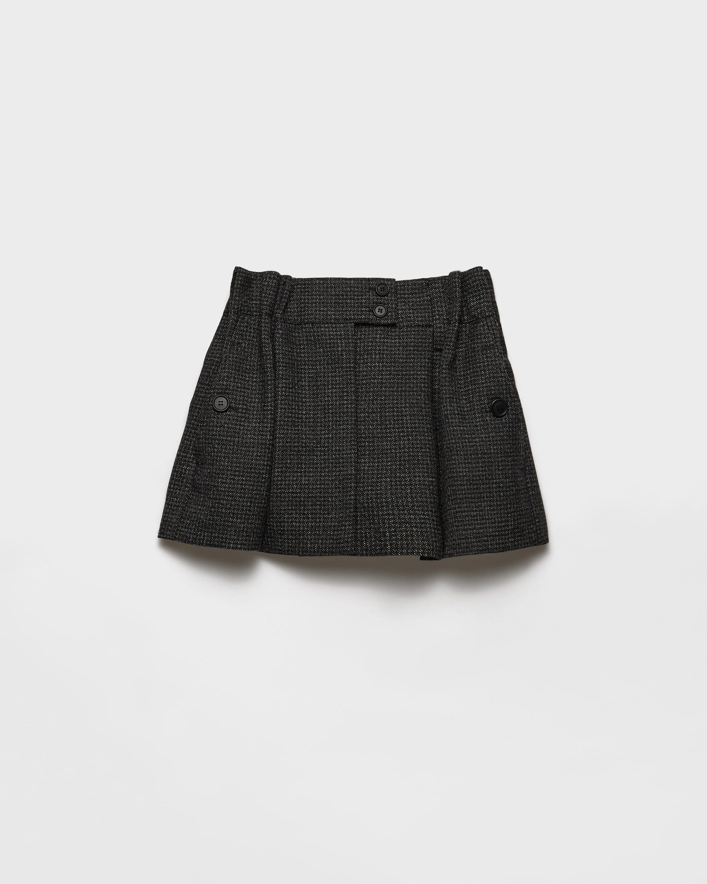 Gingham check mouliné wool miniskirt - 1