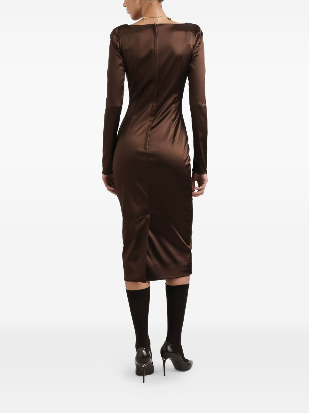 square-neck satin midi dress - 3