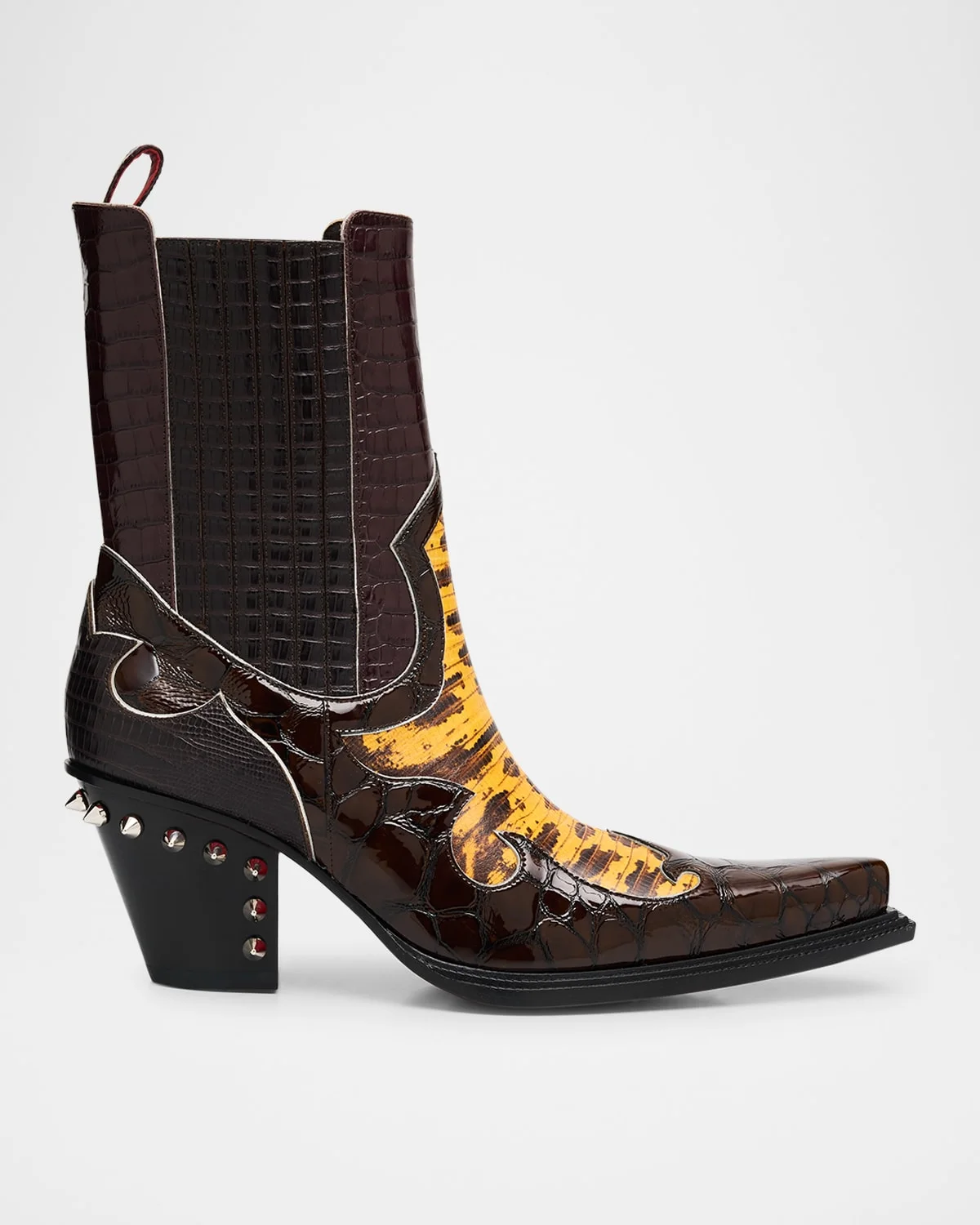 Men's Becca Uomo Embossed Leather Western Chelsea Boots - 1