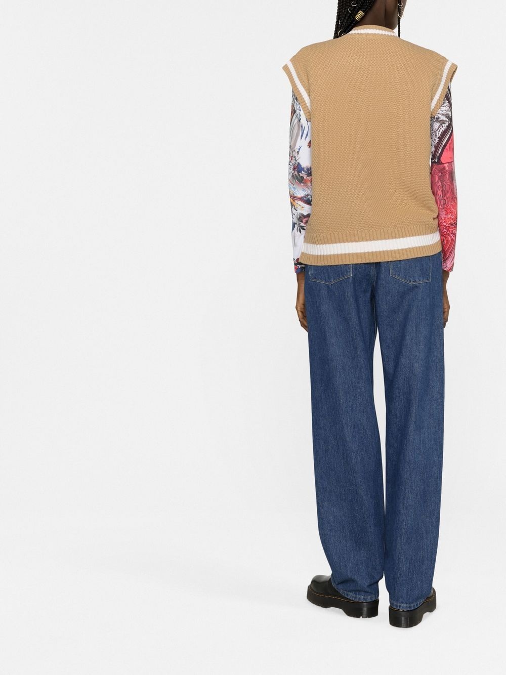 contrasting-trim detail vest - 3