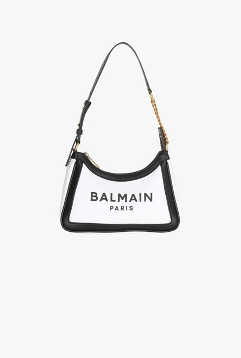 White canvas B-Army bag with black leather panels 4