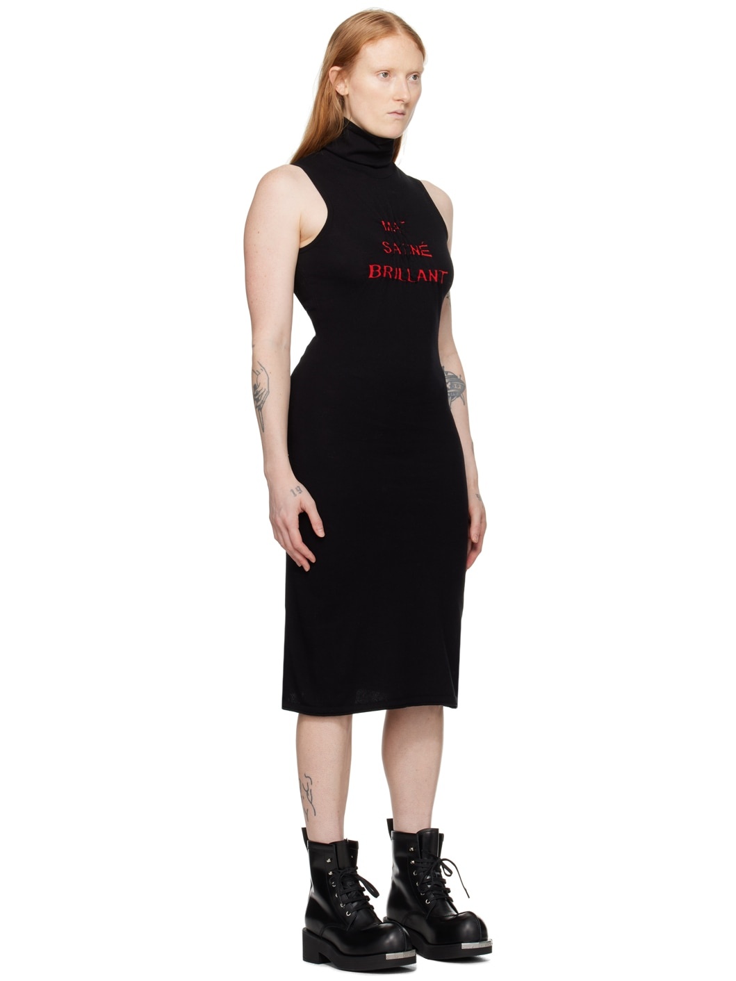 Black Turtleneck Midi Dress - 2
