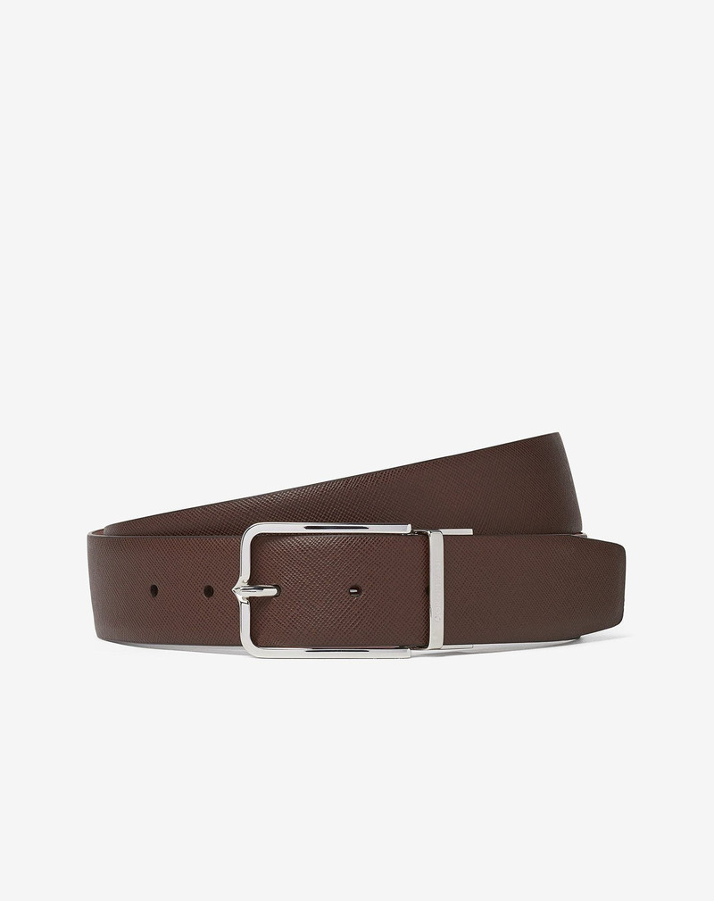 Brown/cognac-beige Saffiano leather belt 1