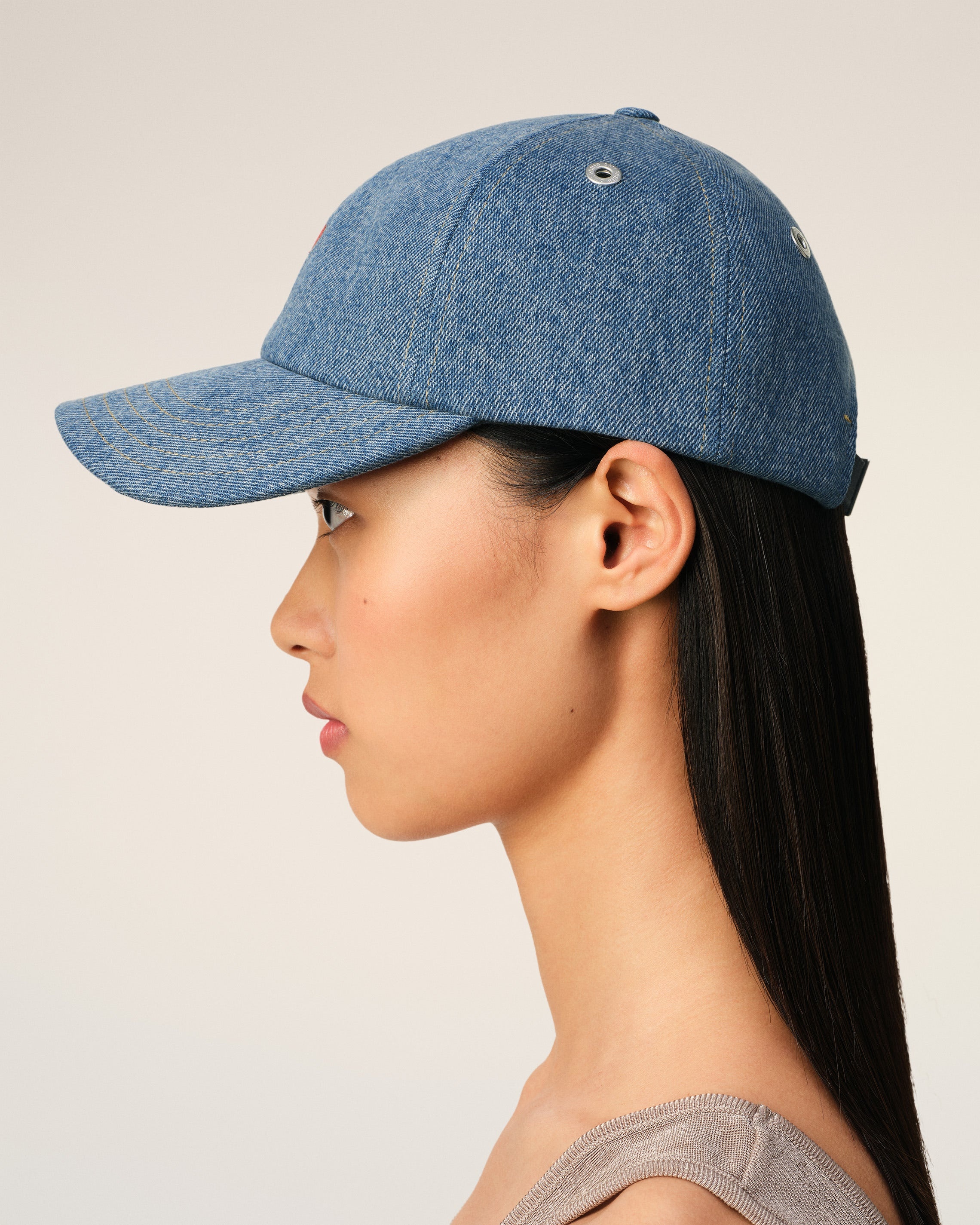 BLUE COTTON AMI DE COEUR EMBROIDERY CAP - 5