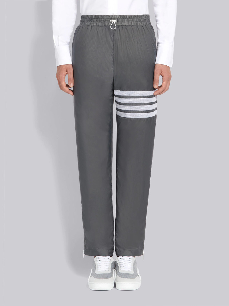Silver Sheer Ripstop Straight Leg 4-Bar Track Pants - 1