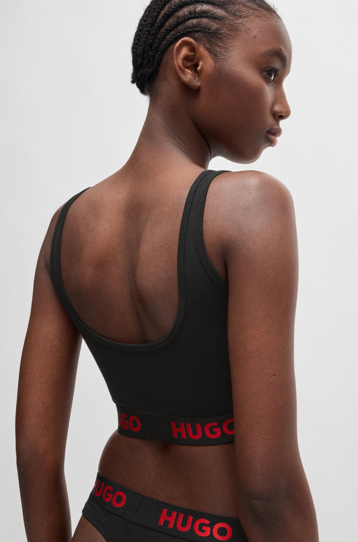 STRETCH-COTTON BRALETTE WITH LOGO BAND - 5