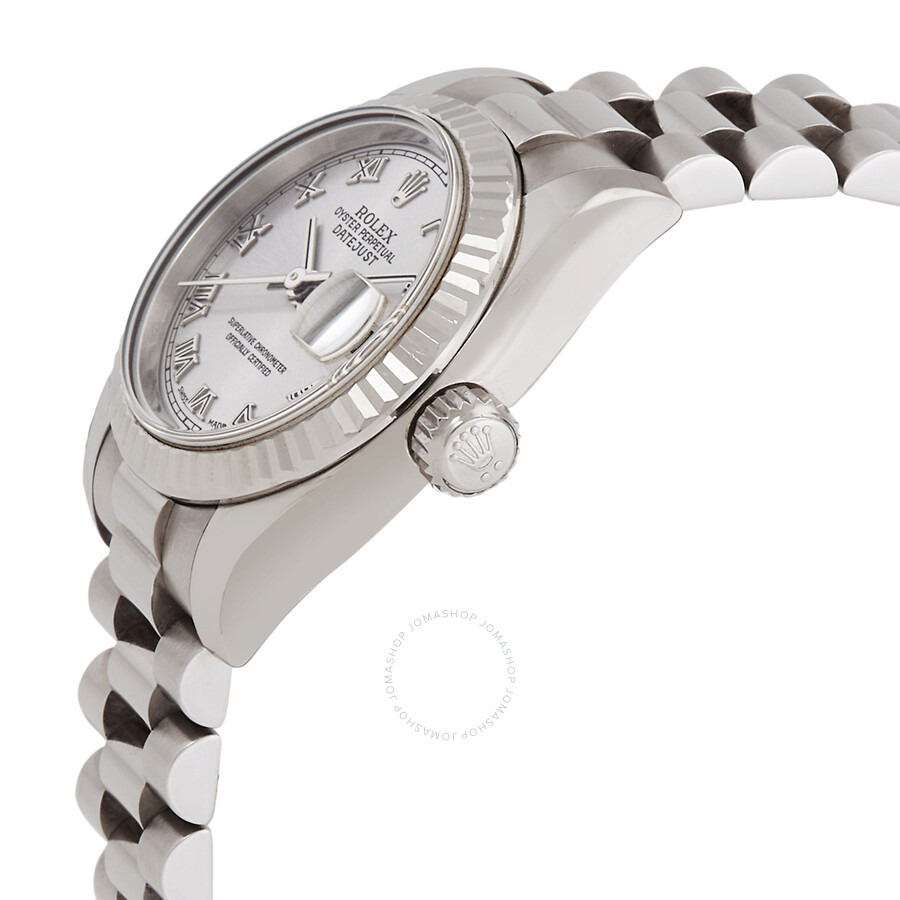 Rolex Lady-Datejust 26 Silver Dial 18K White Gold President Automatic Ladies Watch 179179SRP - 2