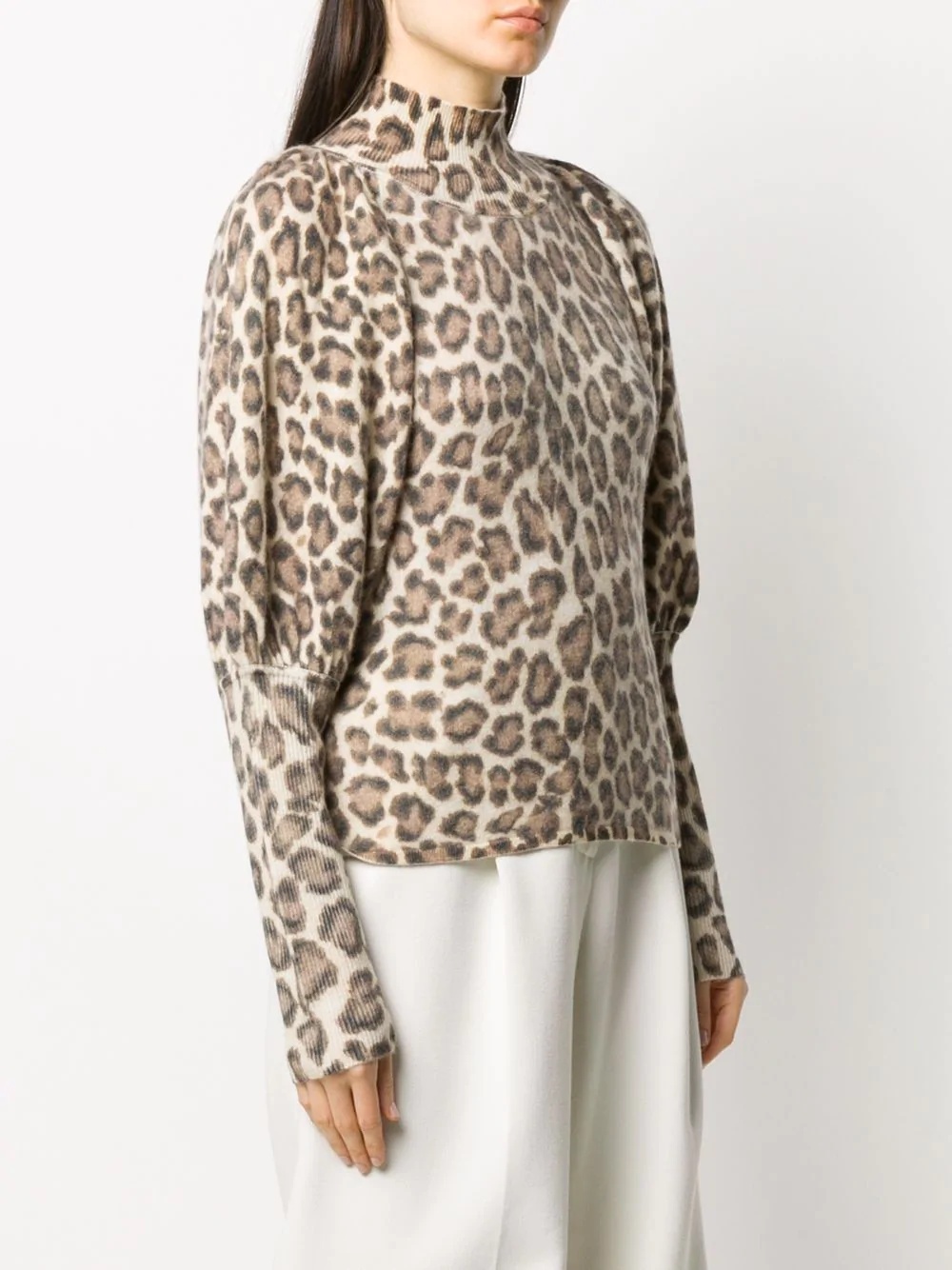 roll neck leopard print jumper - 3