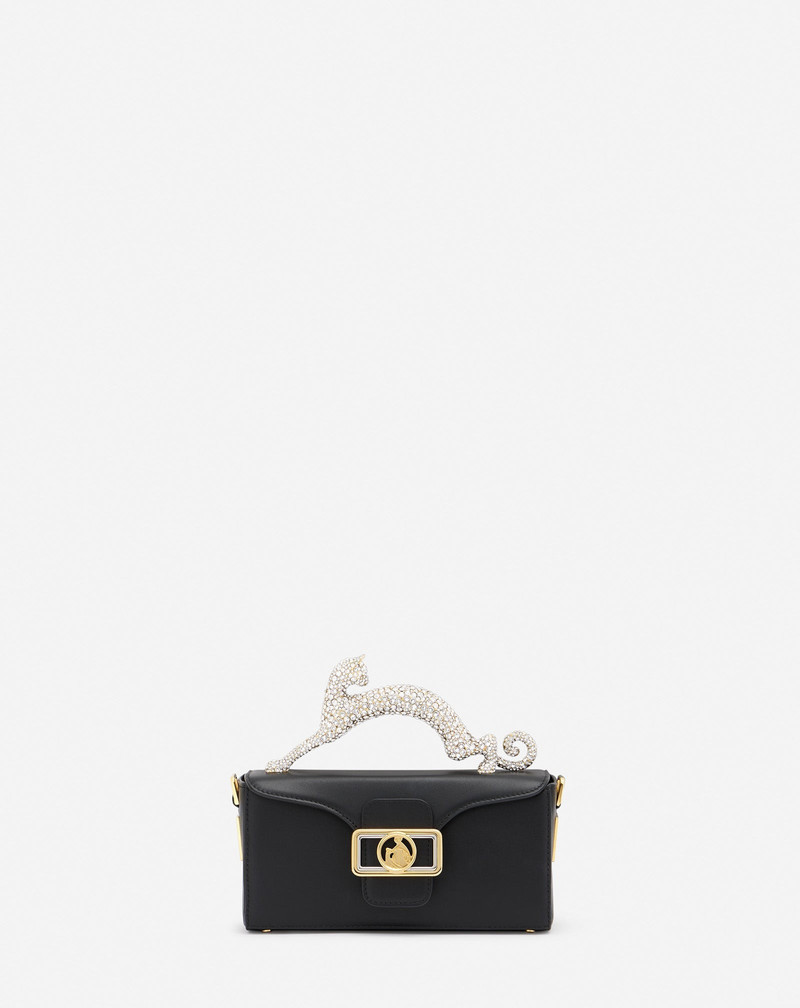 LEATHER AND RHINESTONE NANO PENCIL CAT BAG 1