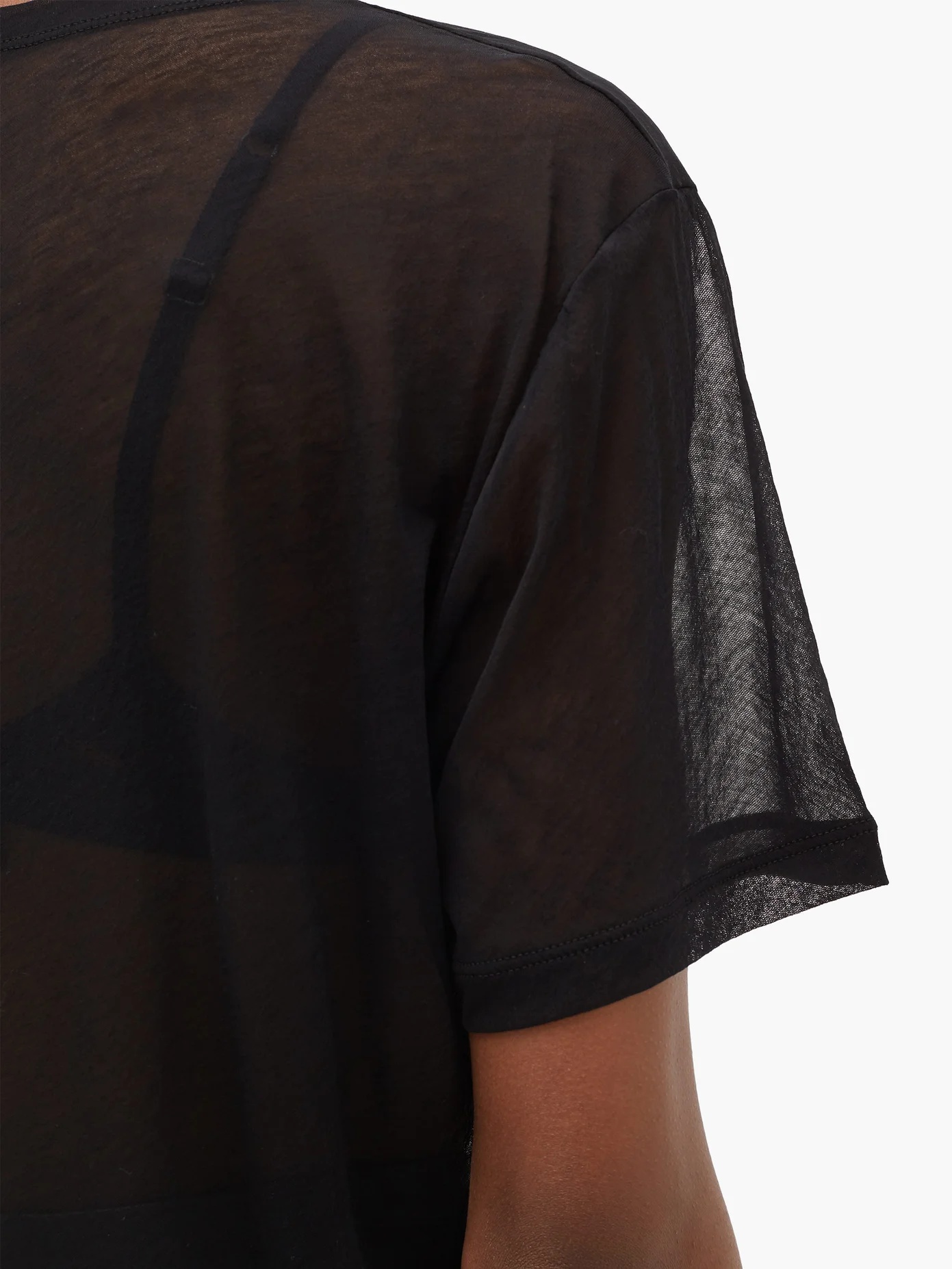 Sheer cotton-jersey T-shirt - 4