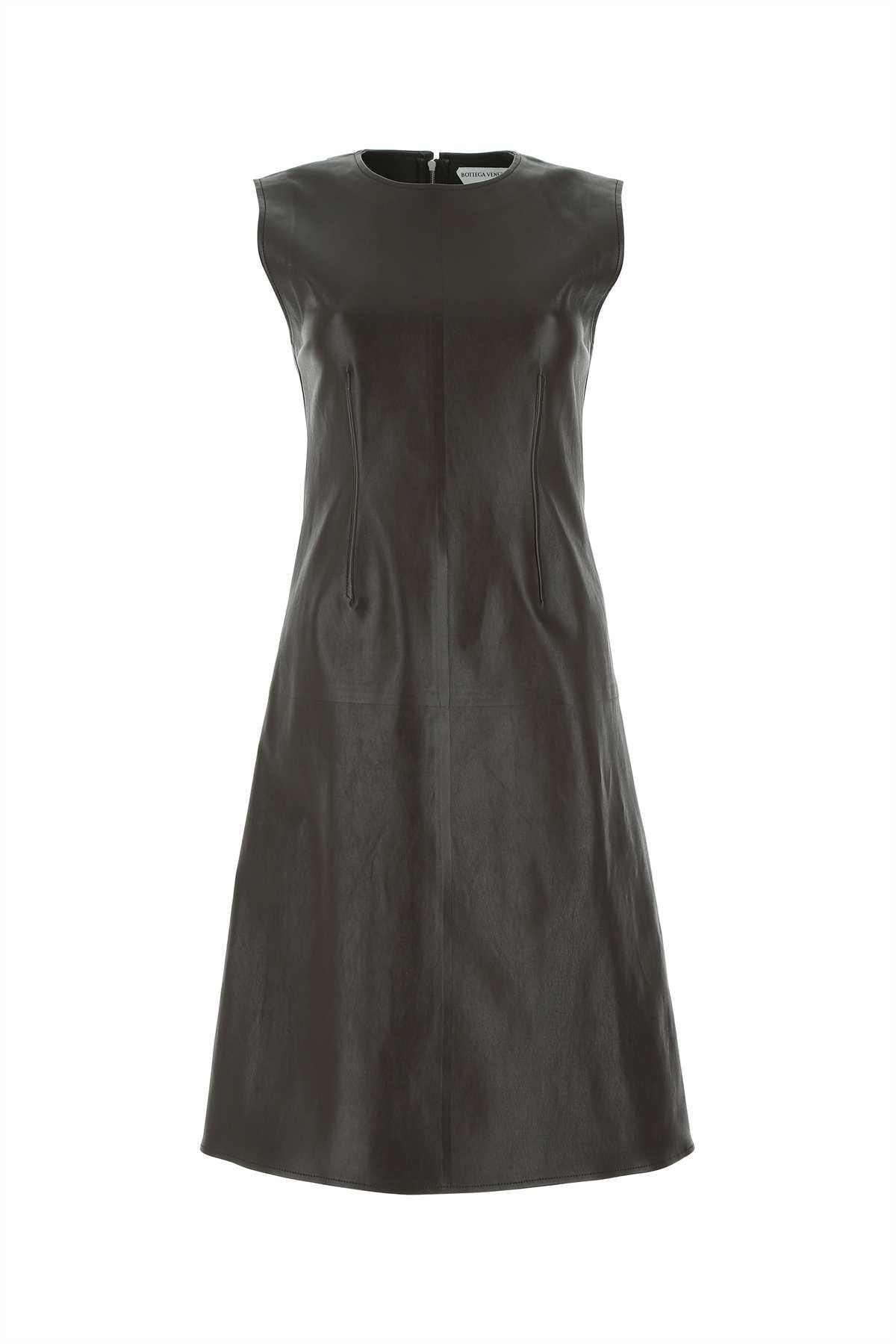 Bottega Veneta Women Dark Brown Nappa Leather Dress - 1